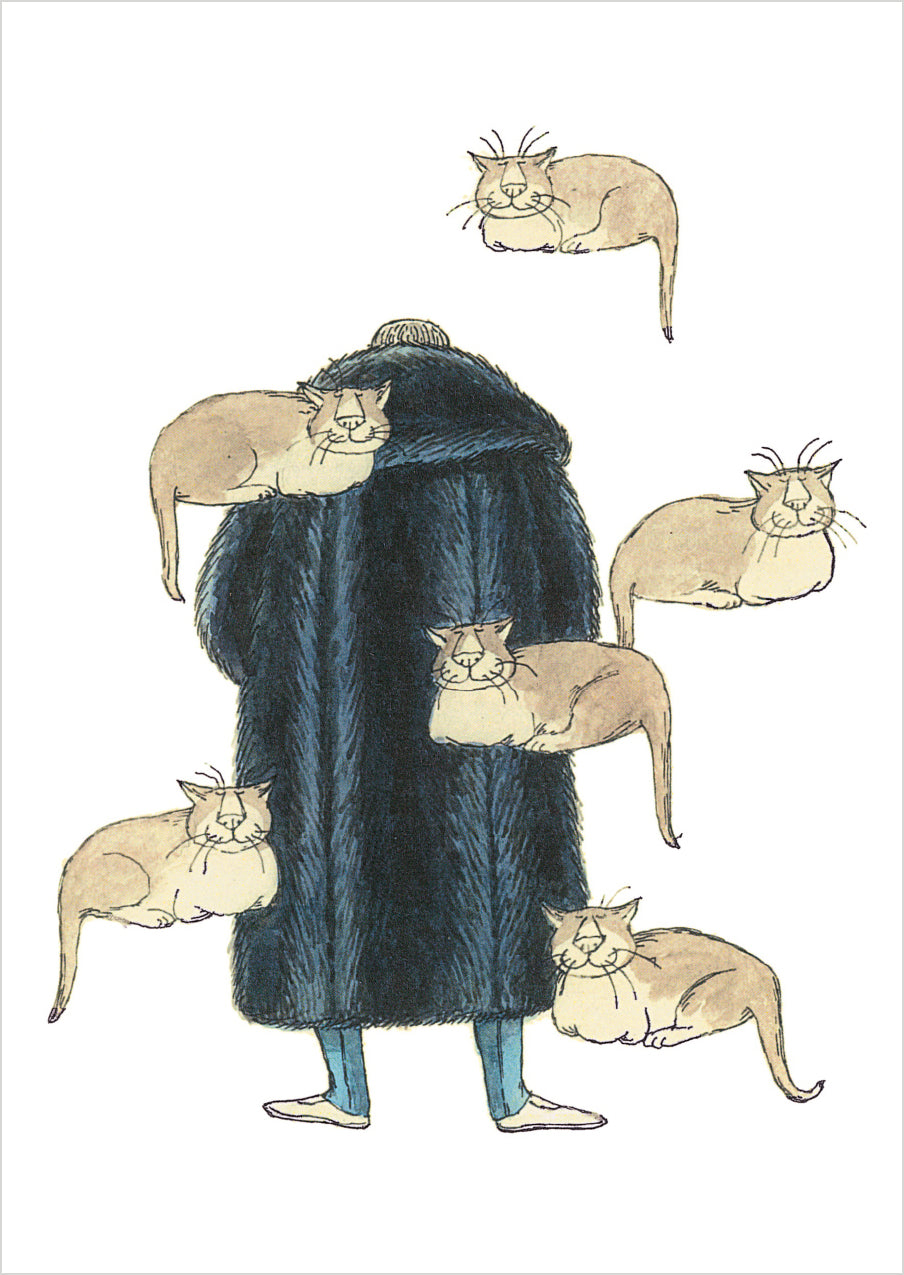 Edward Gorey: Floating Cats Postcard – Pomegranate