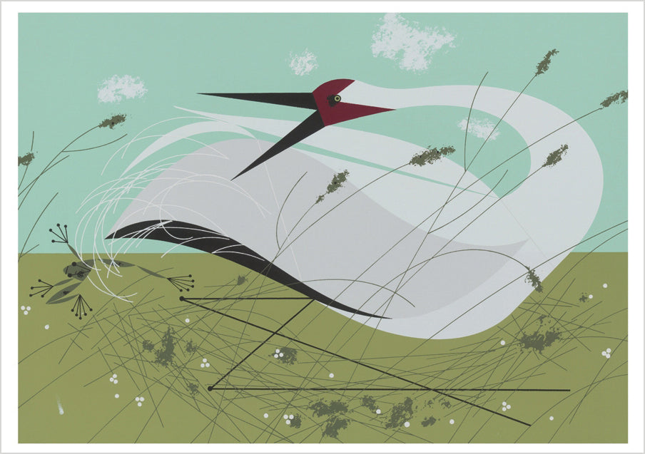 Charley Harper: Whooping Crane Notecard – Pomegranate