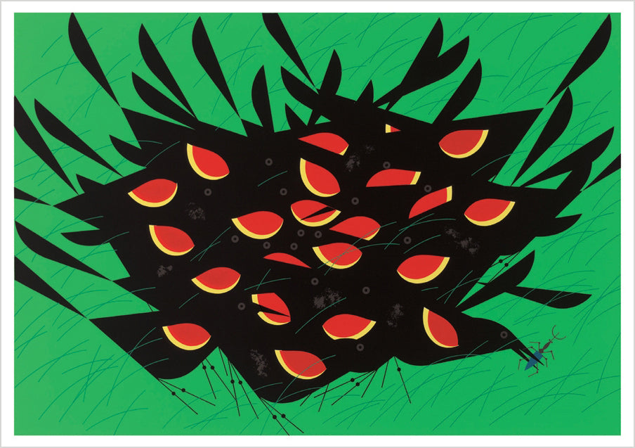 Charley Harper: Red-winged Blackbirds Notecard – Pomegranate