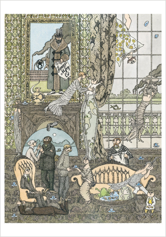 Edward Gorey: Frawgge Mfrg. Co. Notecard – Pomegranate