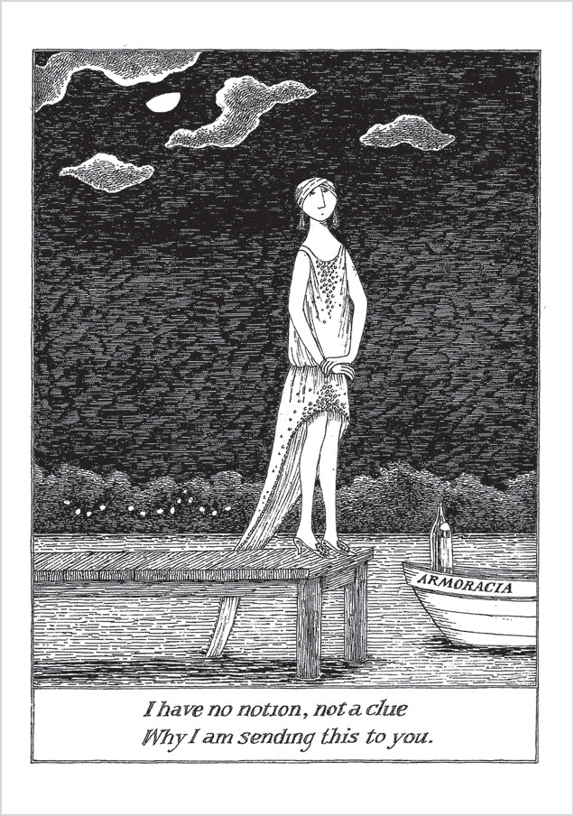 Edward Gorey: I Have No Notion, Not a Clue Notecard – Pomegranate