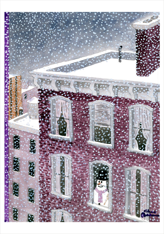 Charles Addams: Brownstone Snowman Holiday Cards_Front_3D