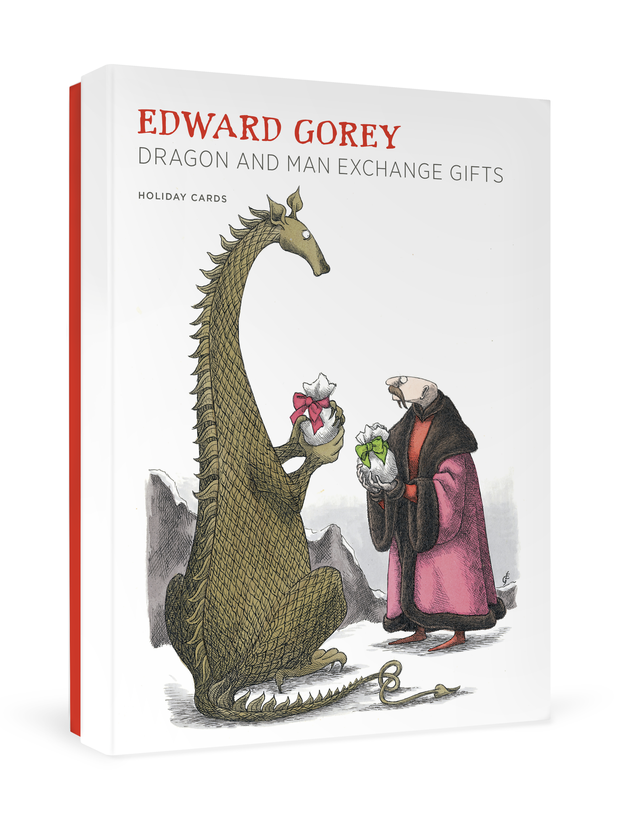 Edward Gorey: Dragon and Man Exchange Gifts Holiday Cards
