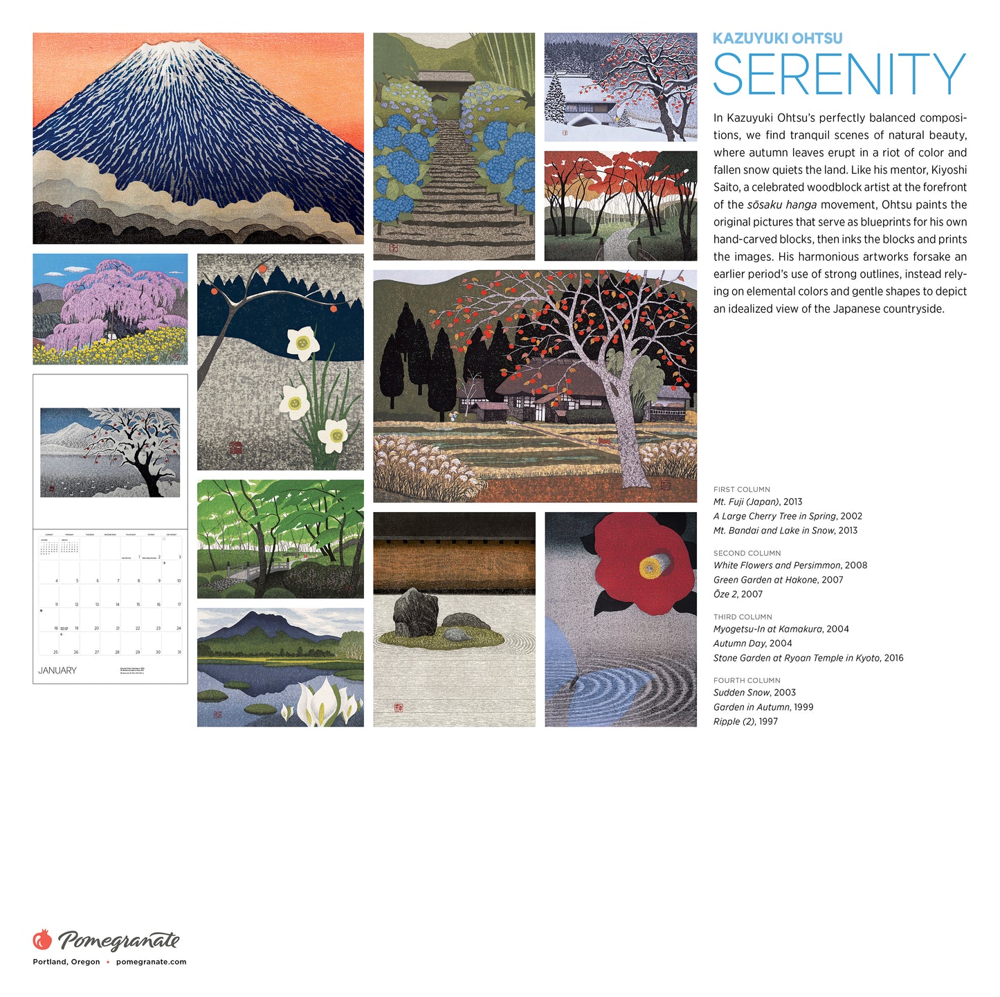 Serenity: Kazuyuki Ohtsu 2026 Wall Calendar_Back_Multipiece