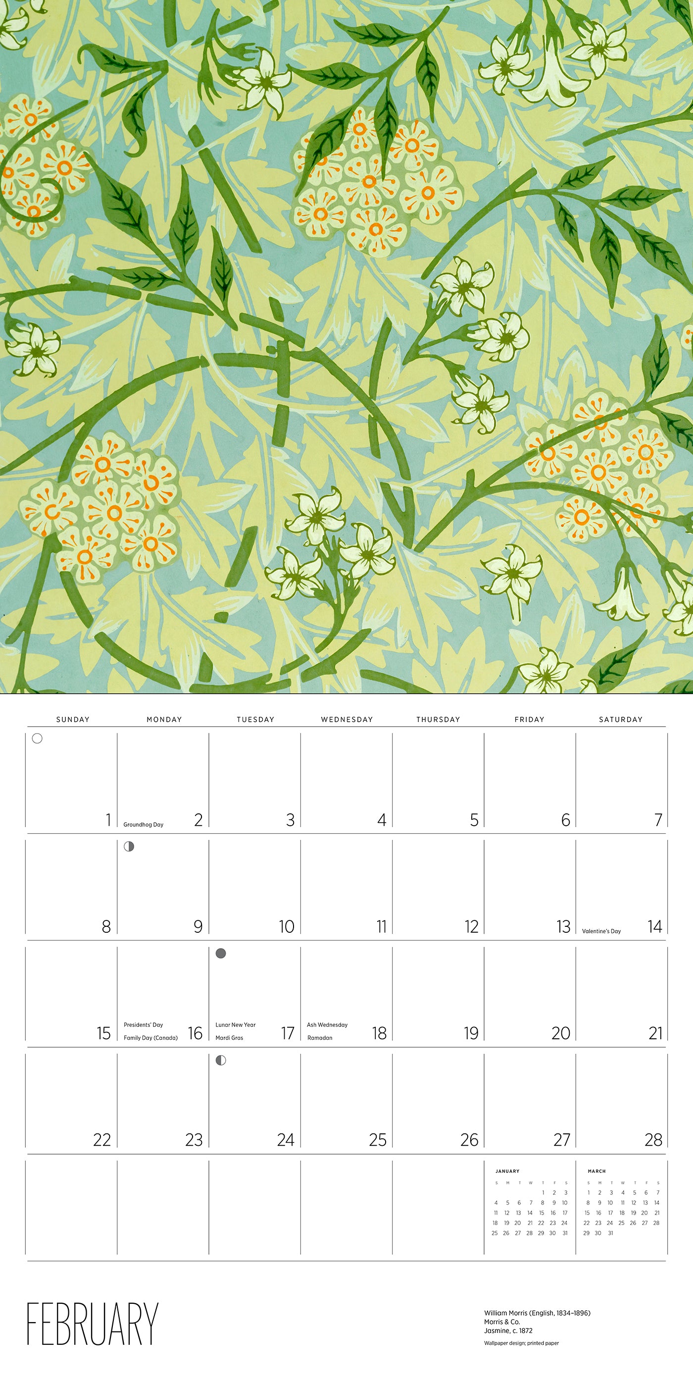 William Morris: Arts & Crafts Designs 2026 Wall Calendar_Interior_1