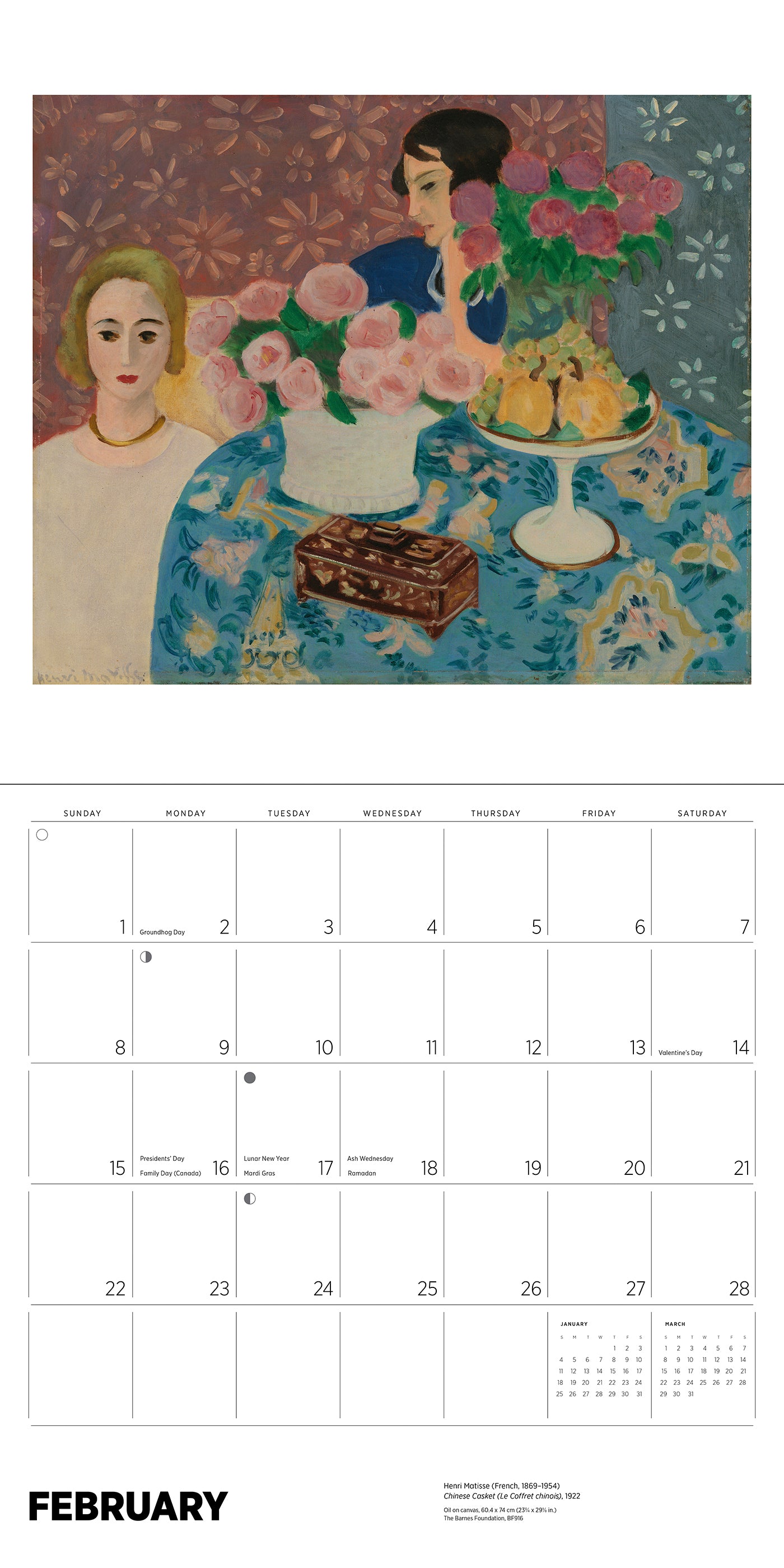 Henri Matisse 2026 Wall Calendar_Interior_1