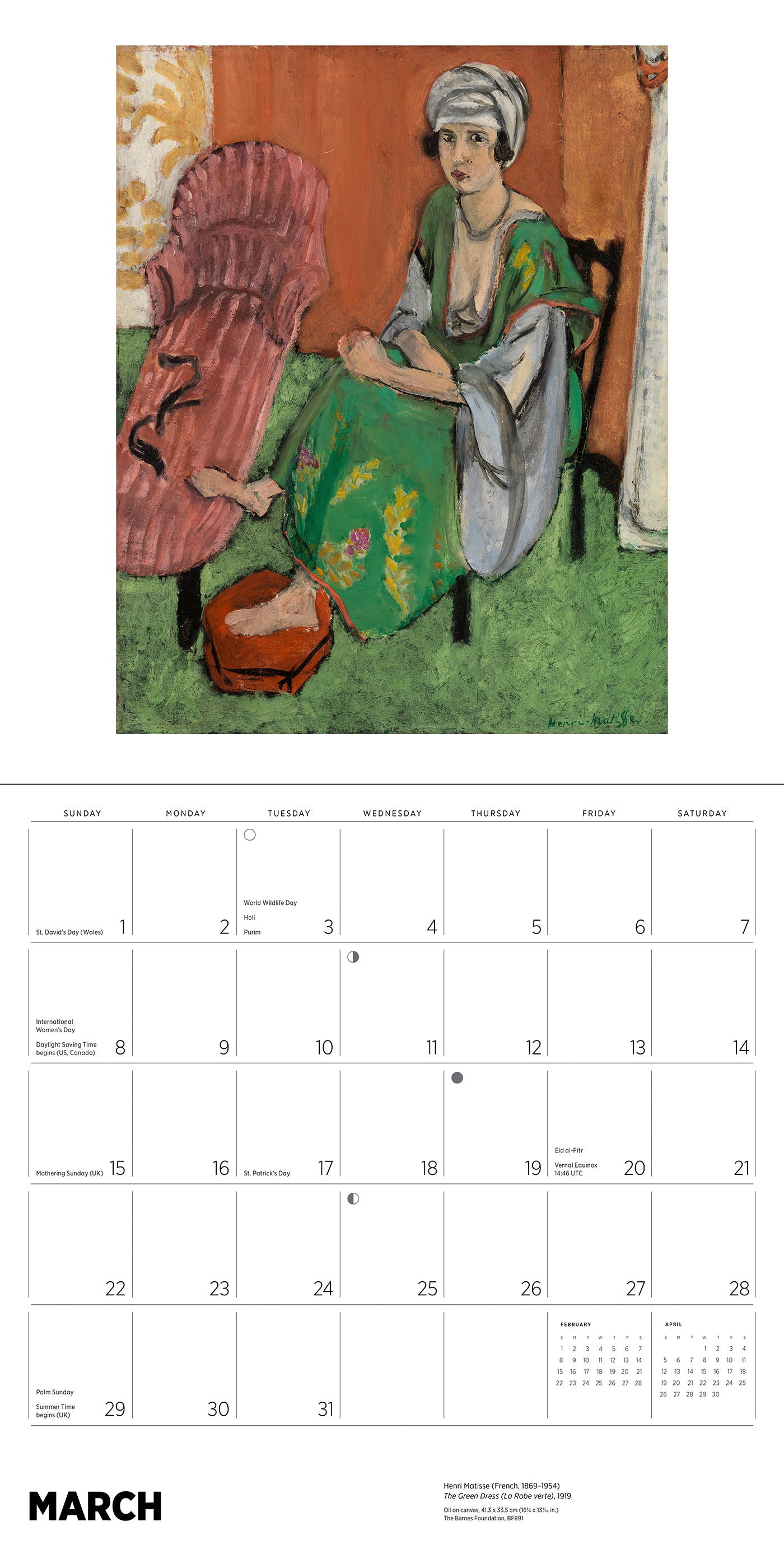 Henri Matisse 2026 Wall Calendar_Interior_2