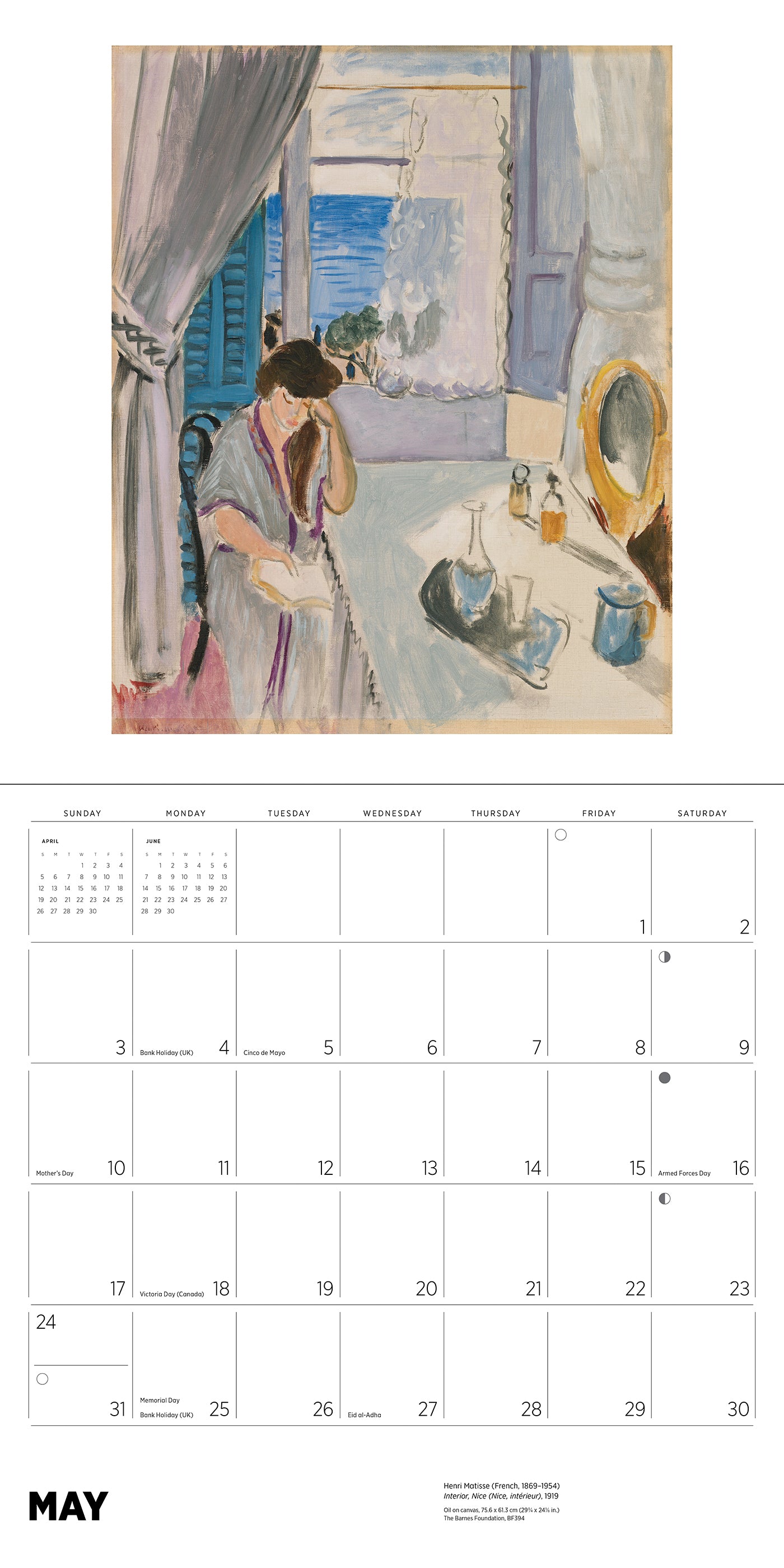 Henri Matisse 2026 Wall Calendar_Interior_4