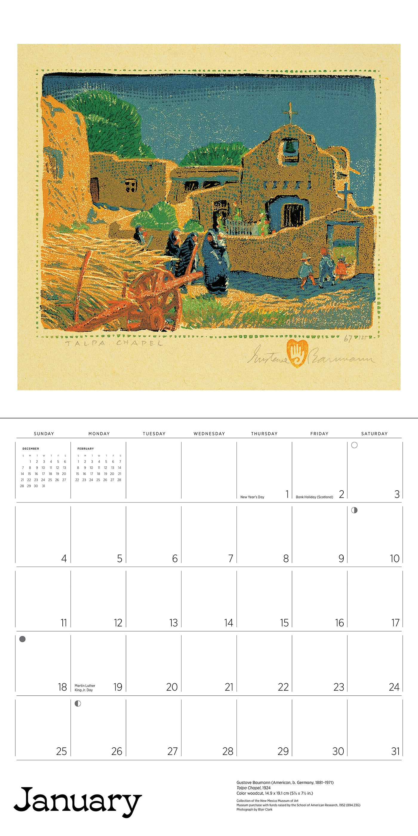 A Small, Untroubled World: The Art of Gustave Baumann 2026 Wall Calendar_Interior_1