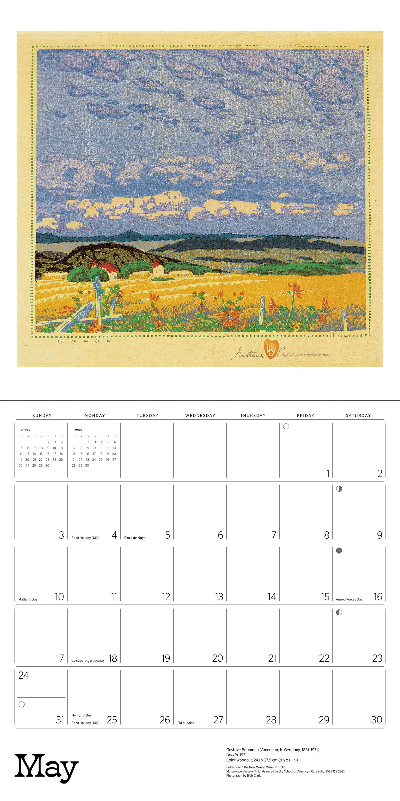 A Small, Untroubled World: The Art of Gustave Baumann 2026 Wall Calendar_Interior_5