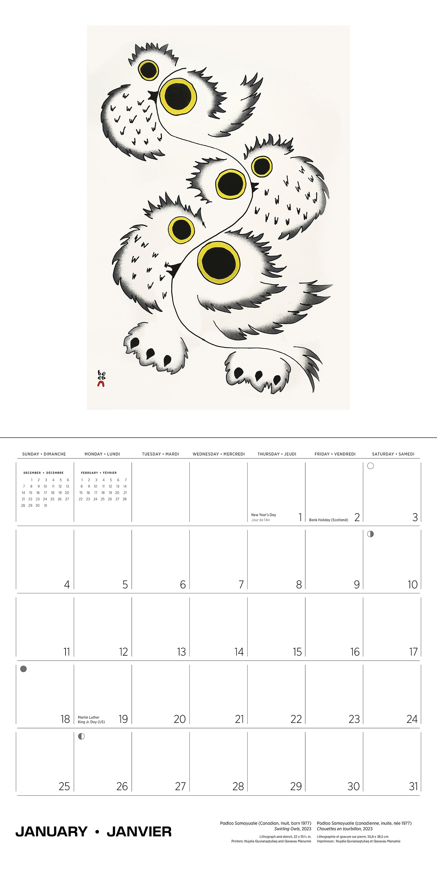 Inuit Art: Kinngait 2026 Wall Calendar_Interior_1