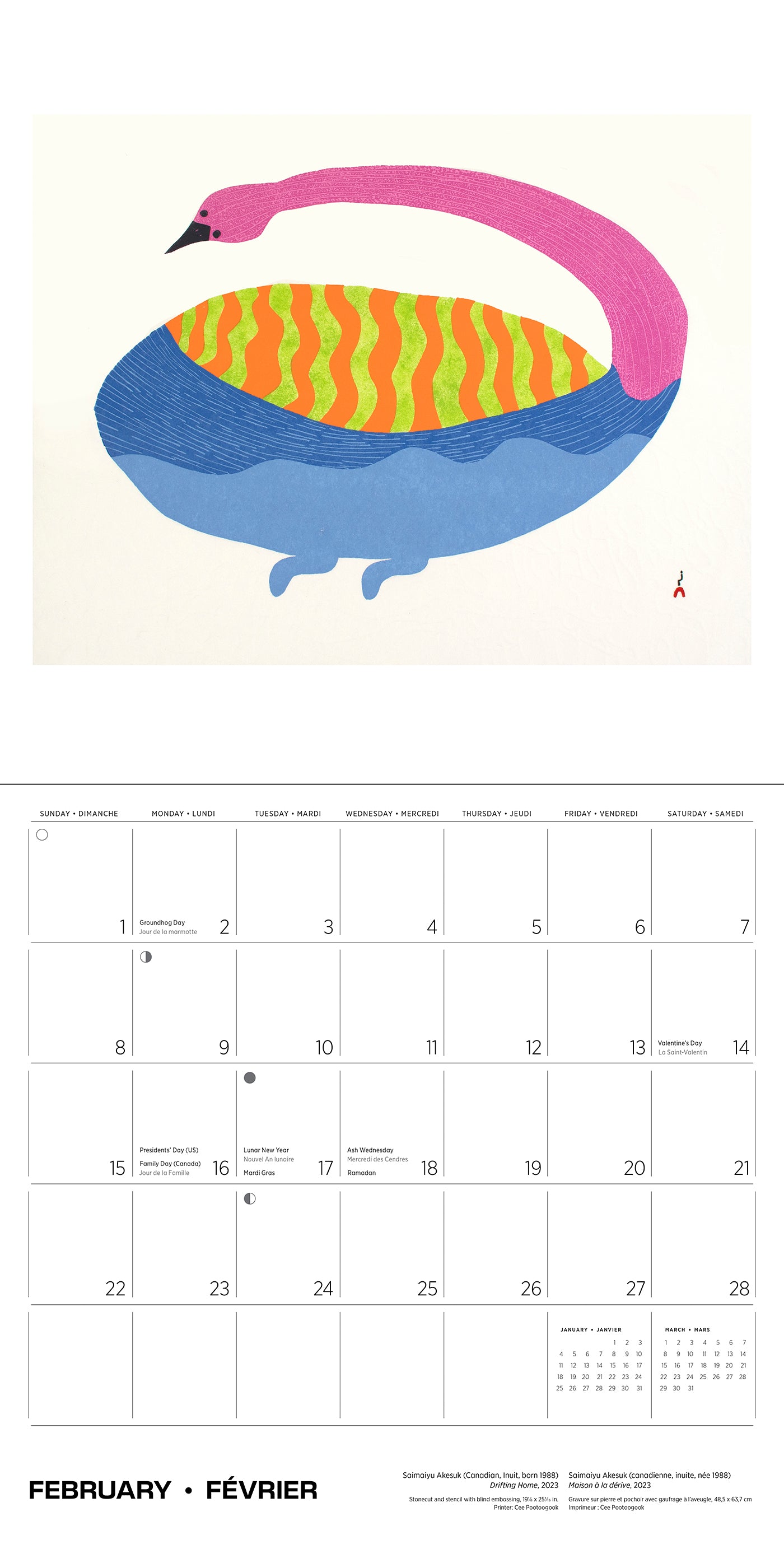 Inuit Art: Kinngait 2026 Wall Calendar_Interior_2
