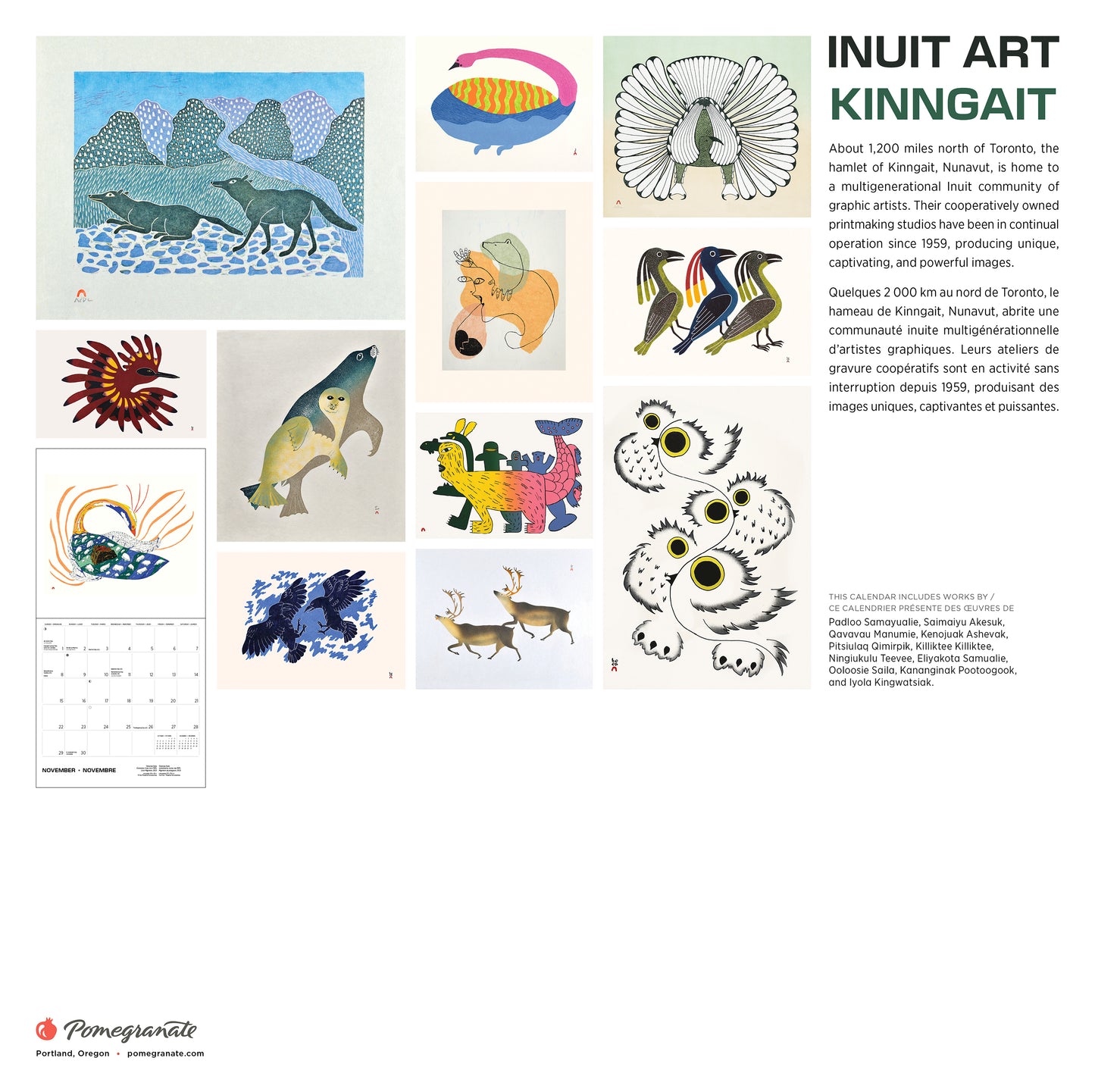 Inuit Art: Kinngait 2026 Wall Calendar_Back_Multipiece