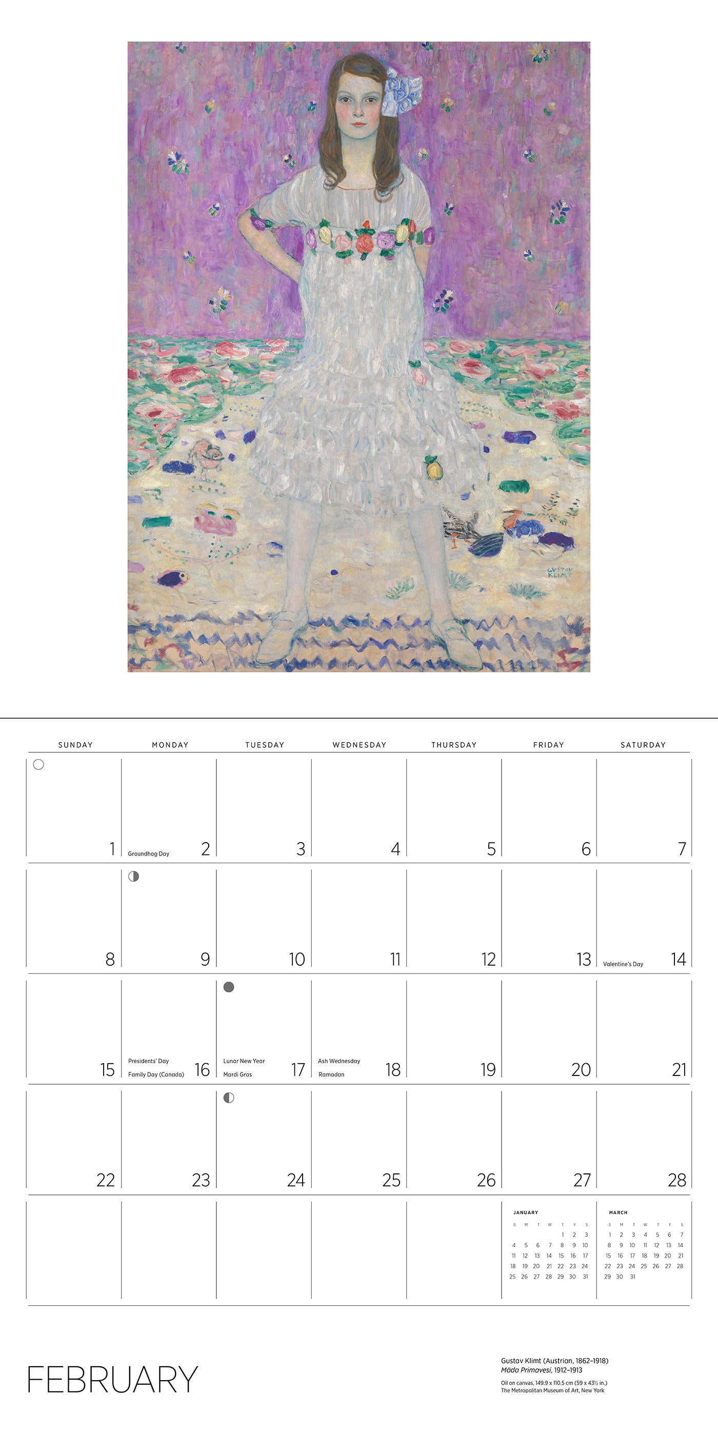 Gustav Klimt 2026 Wall Calendar_Interior_1