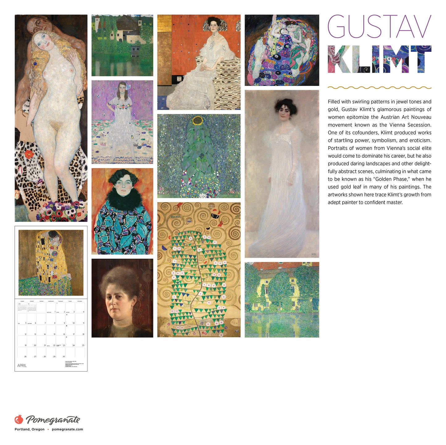 Gustav Klimt 2026 Wall Calendar_Back_Multipiece