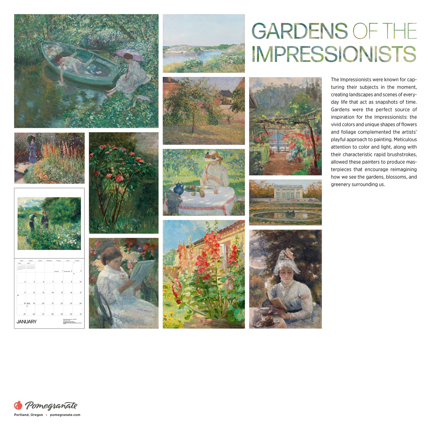 Gardens of the Impressionists 2026 Wall Calendar_Back_Multipiece