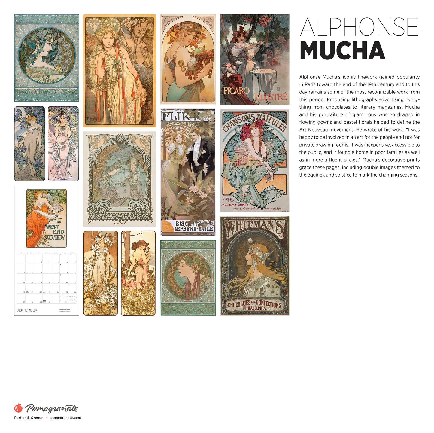 Alphonse Mucha 2026 Wall Calendar_Back_Multipiece