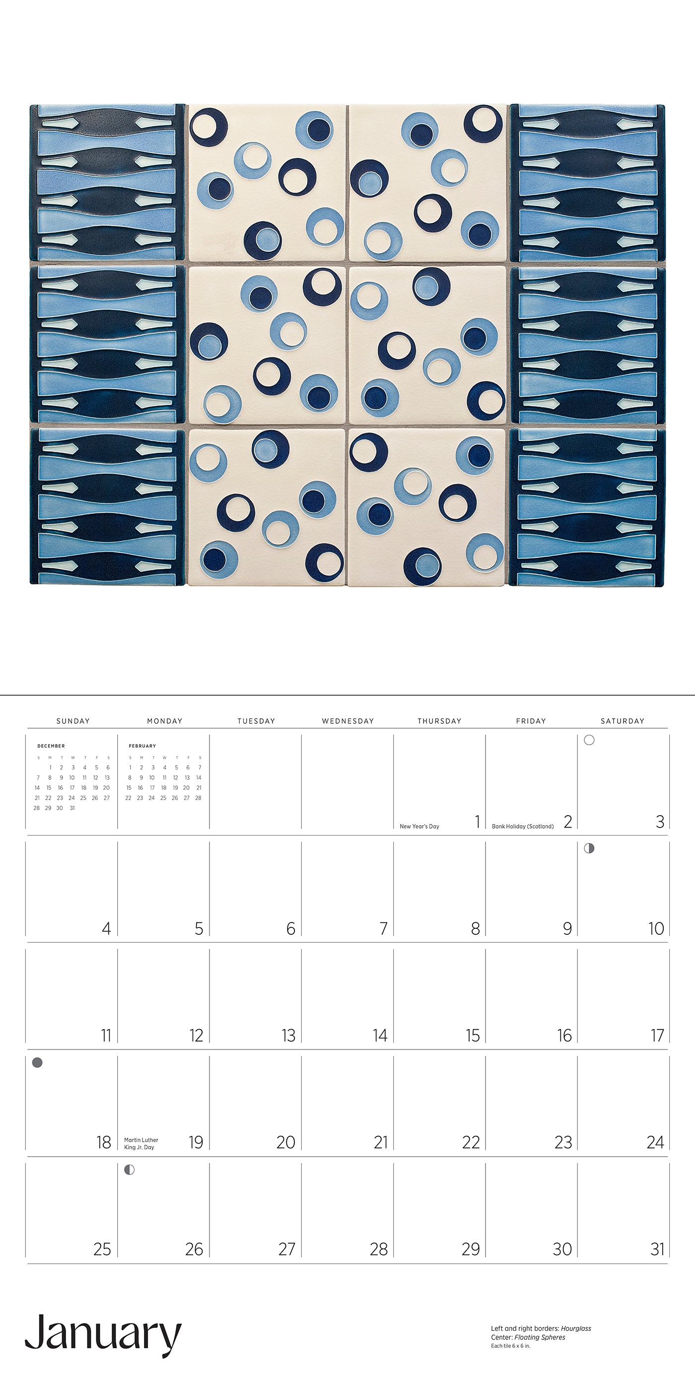 Arts & Crafts Tiles: Made by Motawi Tileworks 2026 Wall Calendar_Interior_1