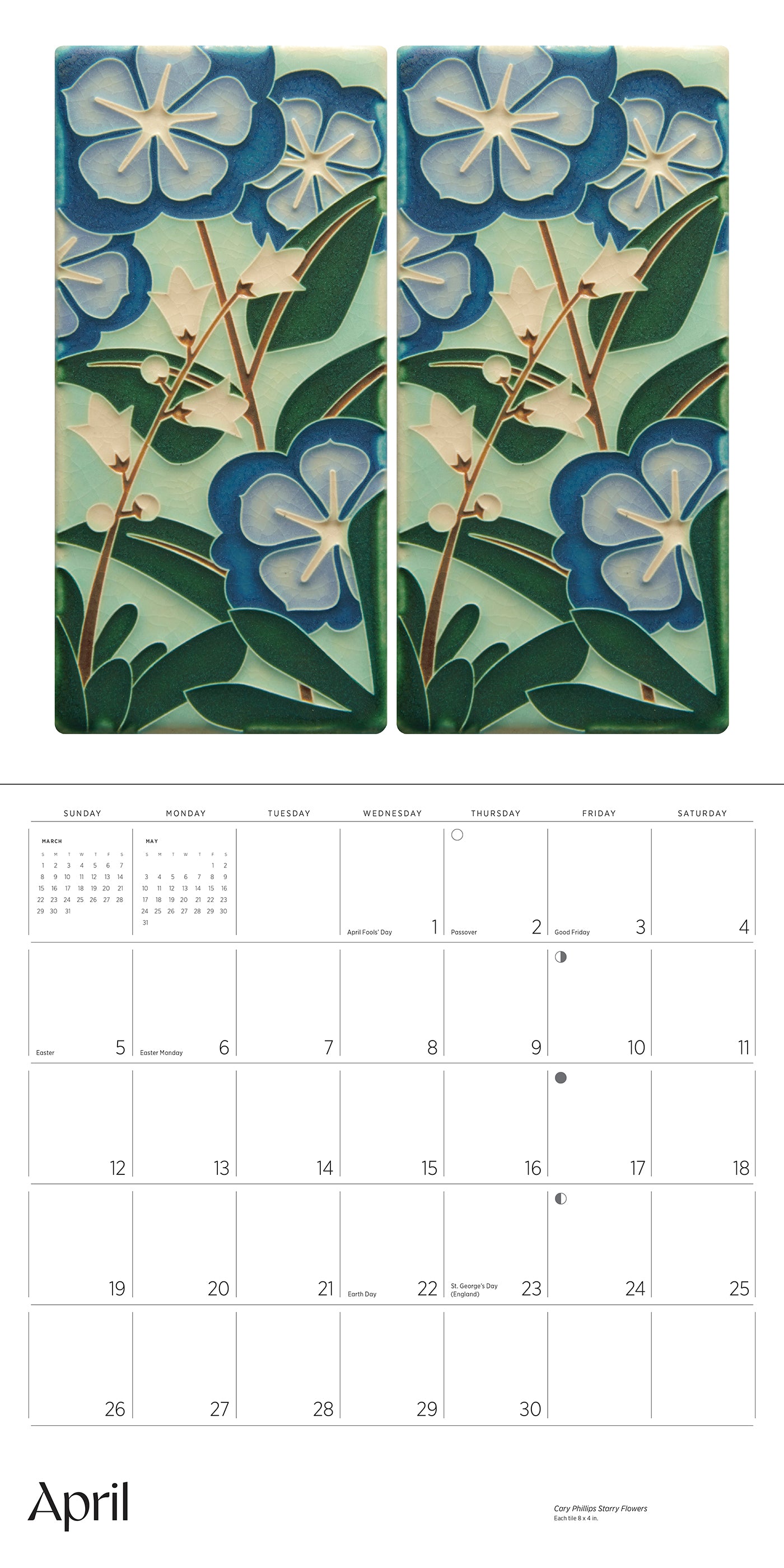 Arts & Crafts Tiles: Made by Motawi Tileworks 2026 Wall Calendar_Interior_4
