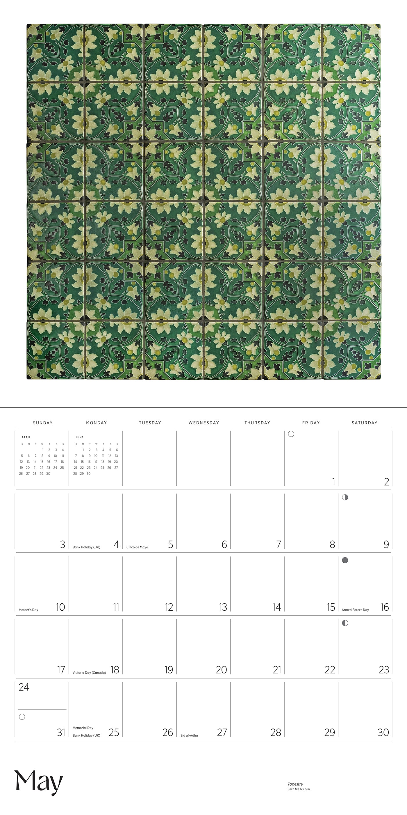 Arts & Crafts Tiles: Made by Motawi Tileworks 2026 Wall Calendar_Interior_5