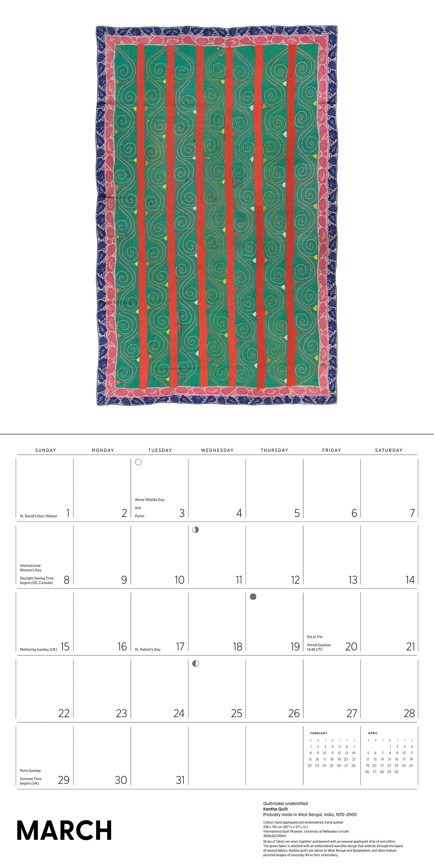 Antique Quilts 2026 Wall Calendar_Interior_3