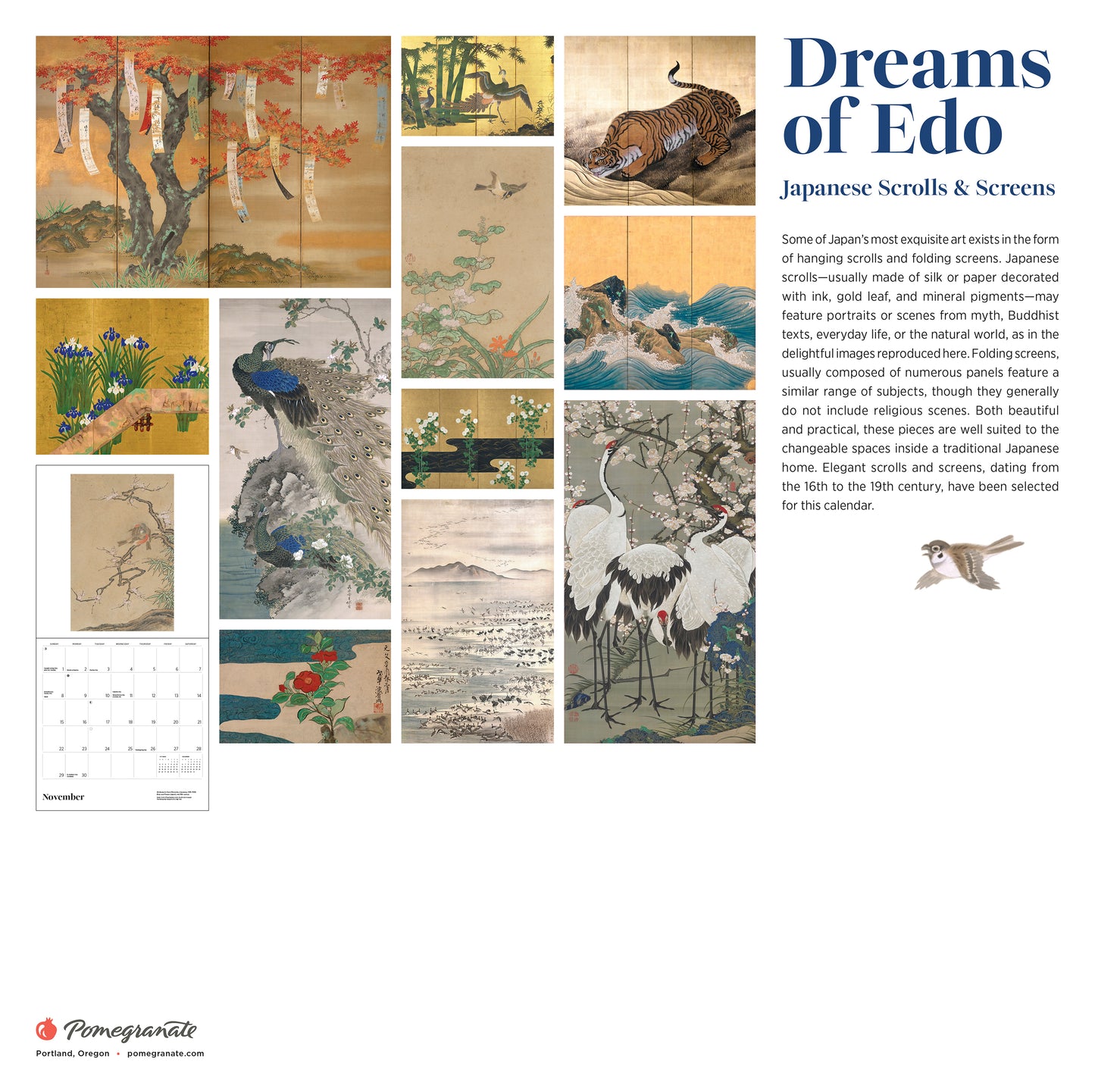 Dreams of Edo: Japanese Scrolls & Screens 2026 Wall Calendar_Back_Multipiece