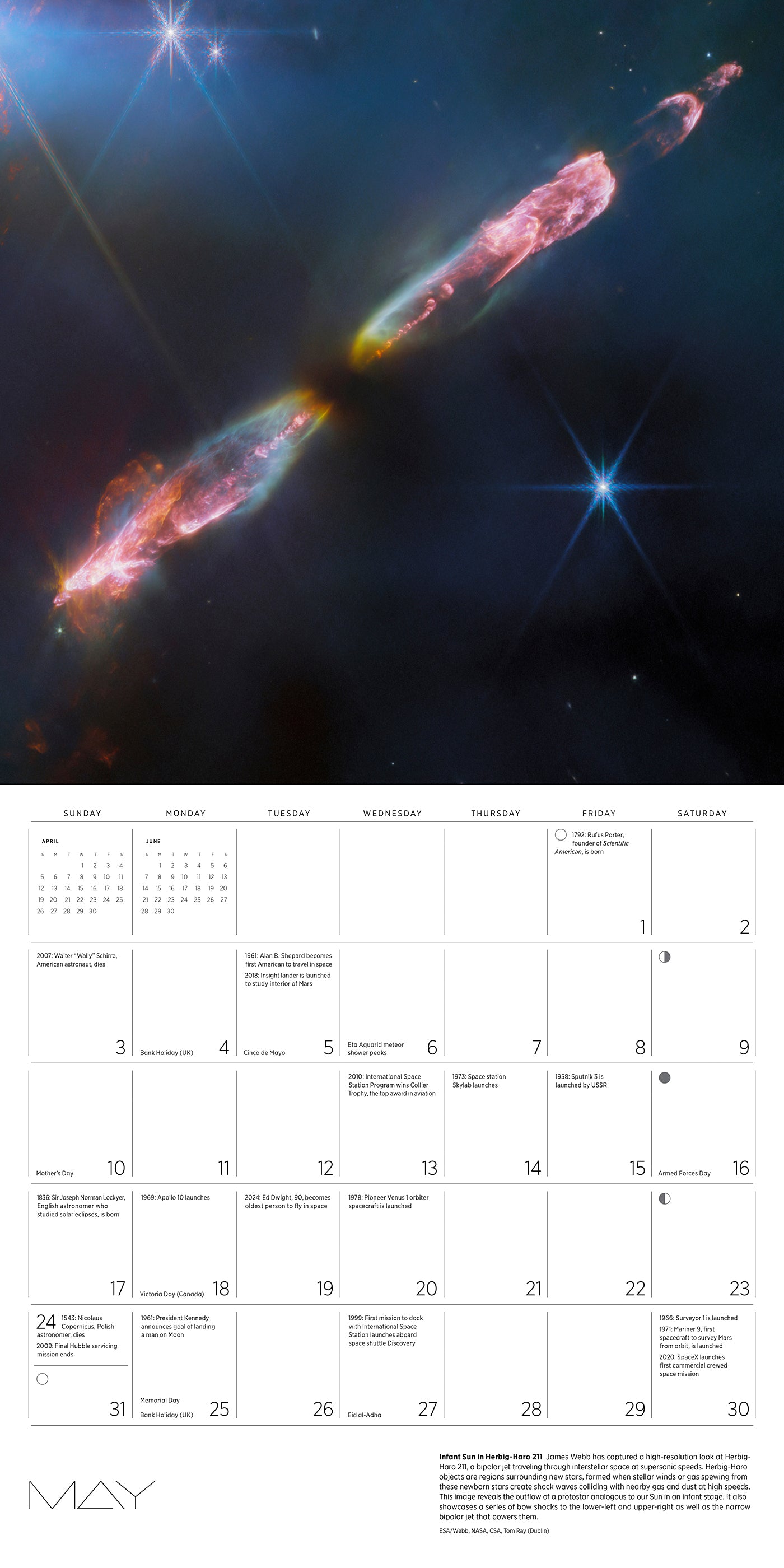 Space: Views from the Hubble and James Webb Telescopes 2026 Wall Calendar_Interior_5