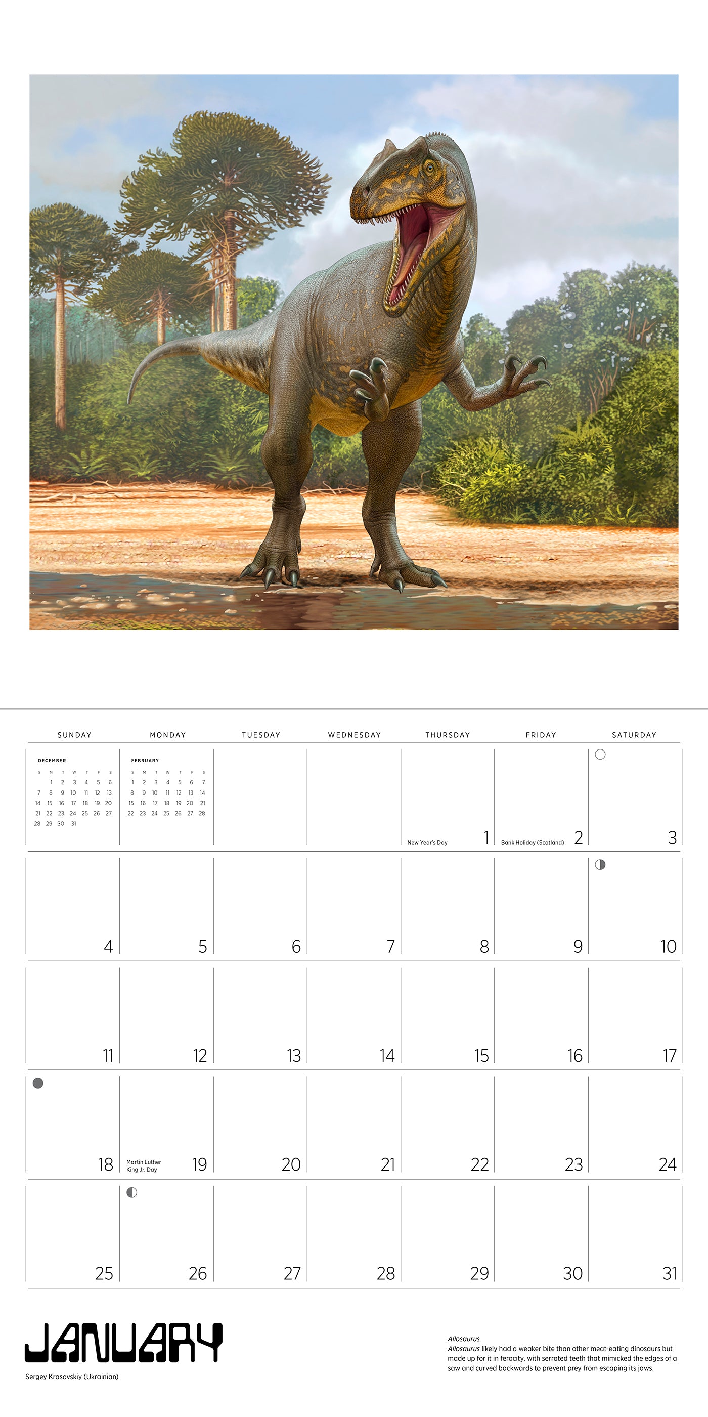 Dinosaurs: The Art of Sergey Krasovskiy 2026 Wall Calendar_Interior_1