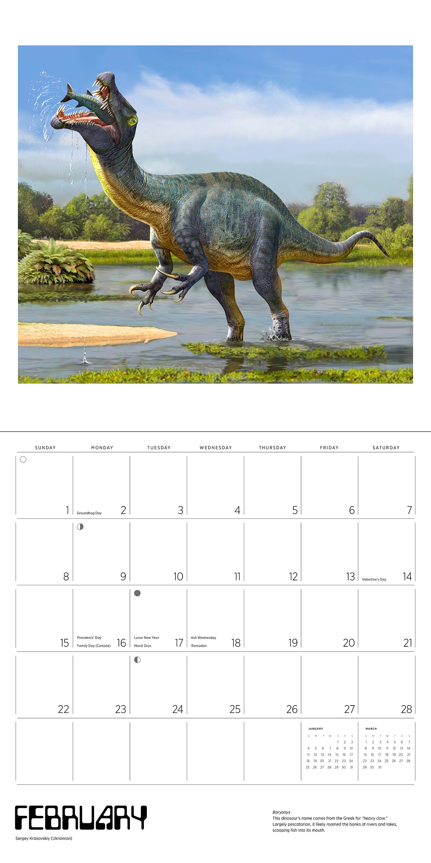 Dinosaurs: The Art of Sergey Krasovskiy 2026 Wall Calendar_Interior_2