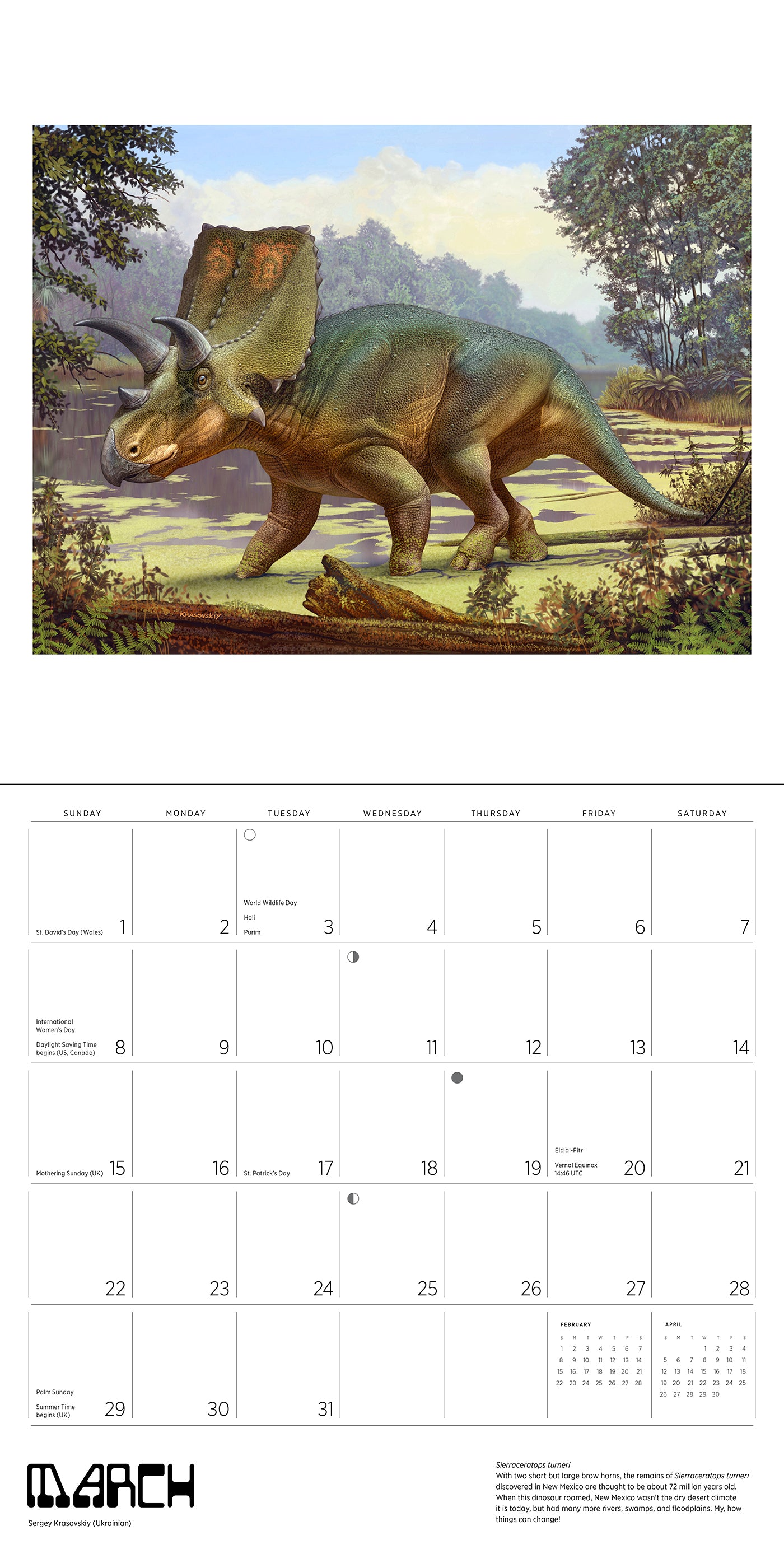Dinosaurs: The Art of Sergey Krasovskiy 2026 Wall Calendar_Interior_3