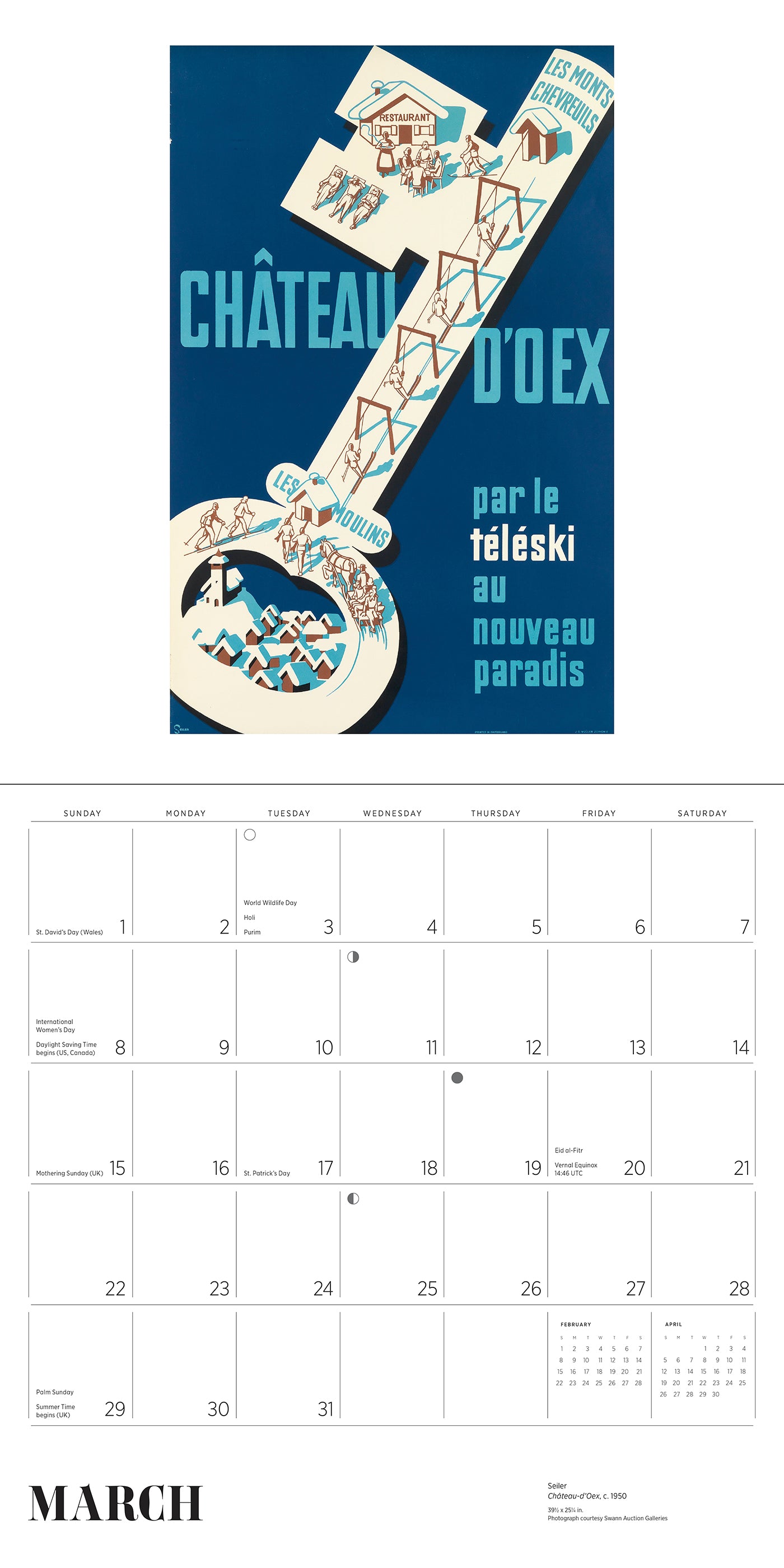 Ski the World: Vintage Posters 2026 Wall Calendar_Interior_1