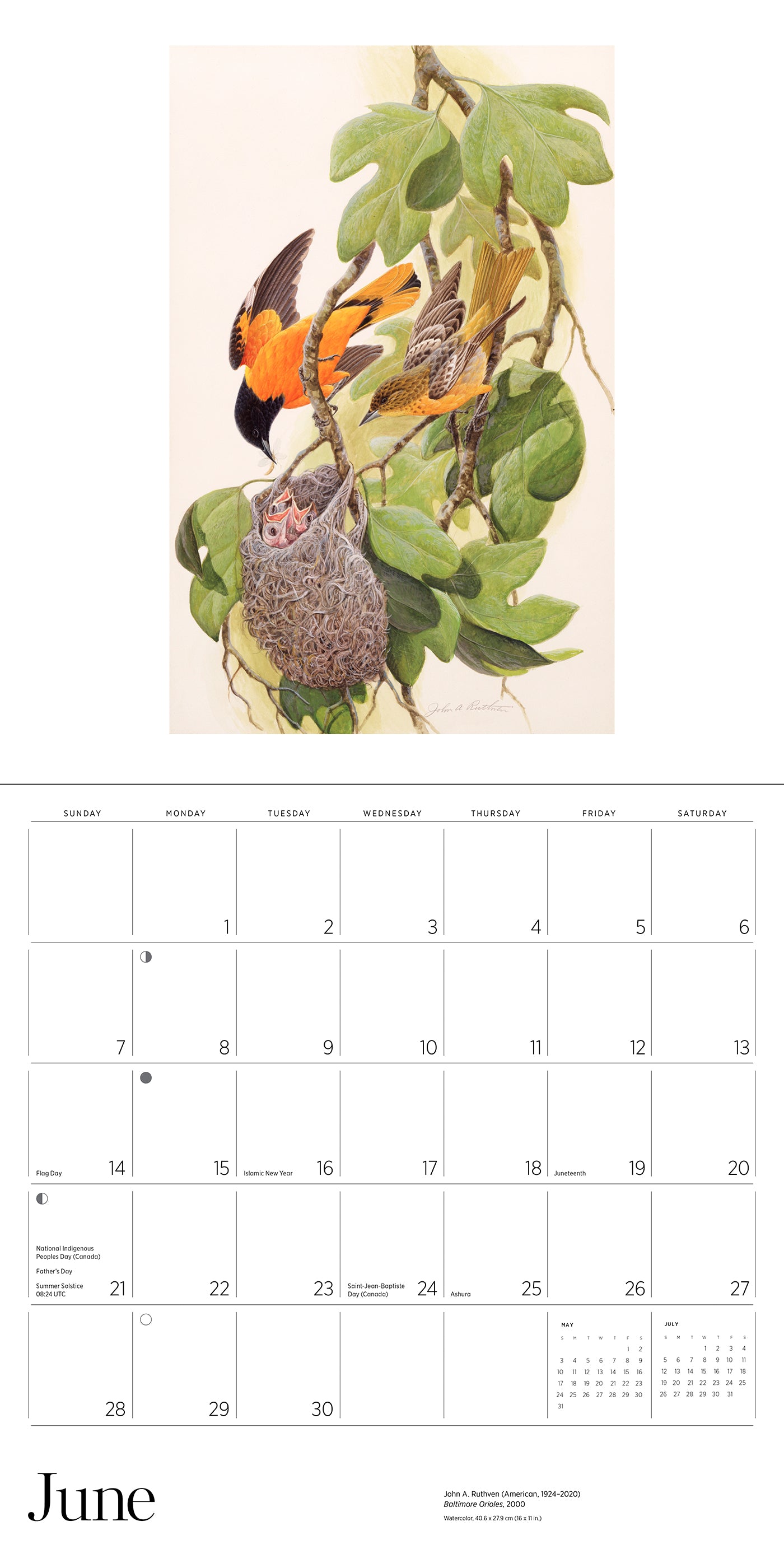 A Birder's View: Paintings by John A. Ruthven 2026 Wall Calendar_Interior_5