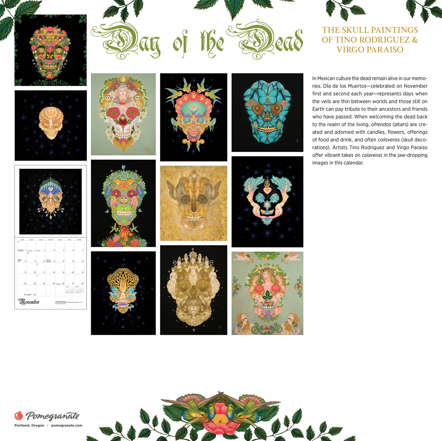 Day of the Dead: The Skull Paintings of Tino Rodriguez and Virgo Paraiso 2026 Wall Calendar_Back_Multipiece