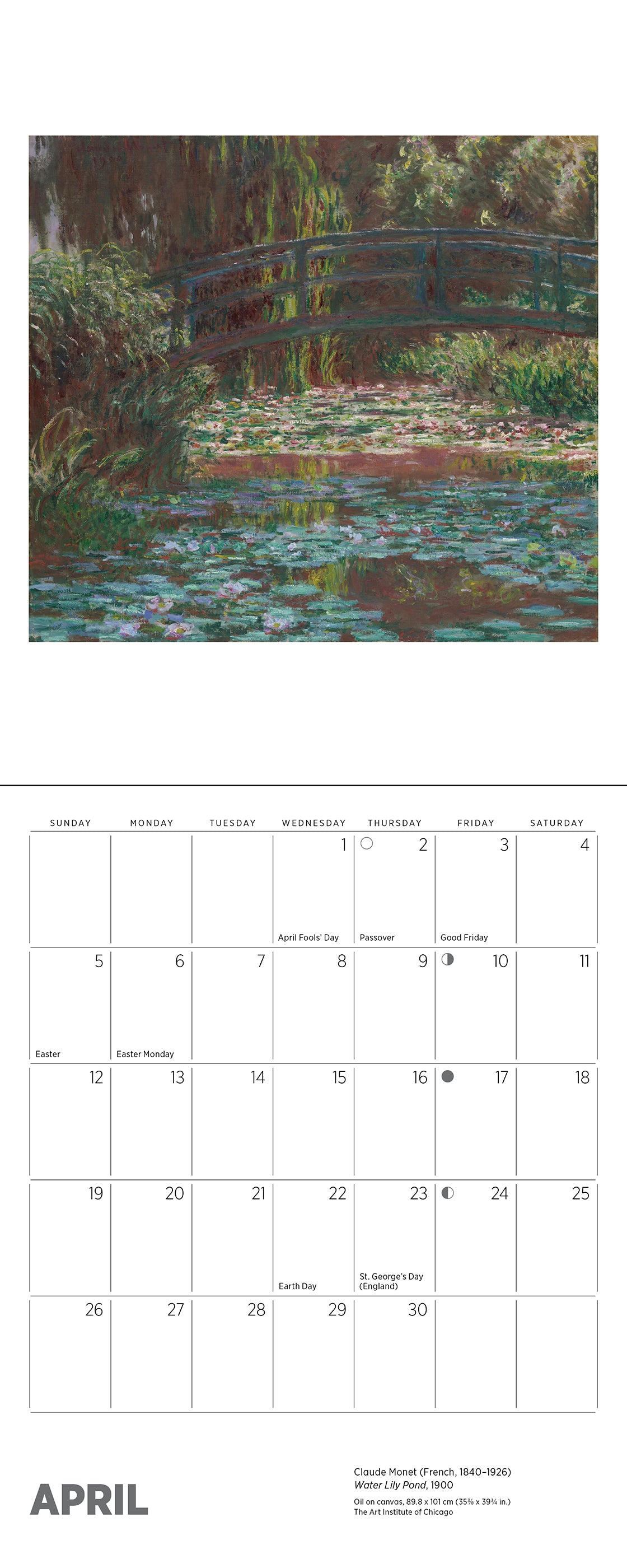 Claude Monet 2026 Mini Wall Calendar_Interior_4