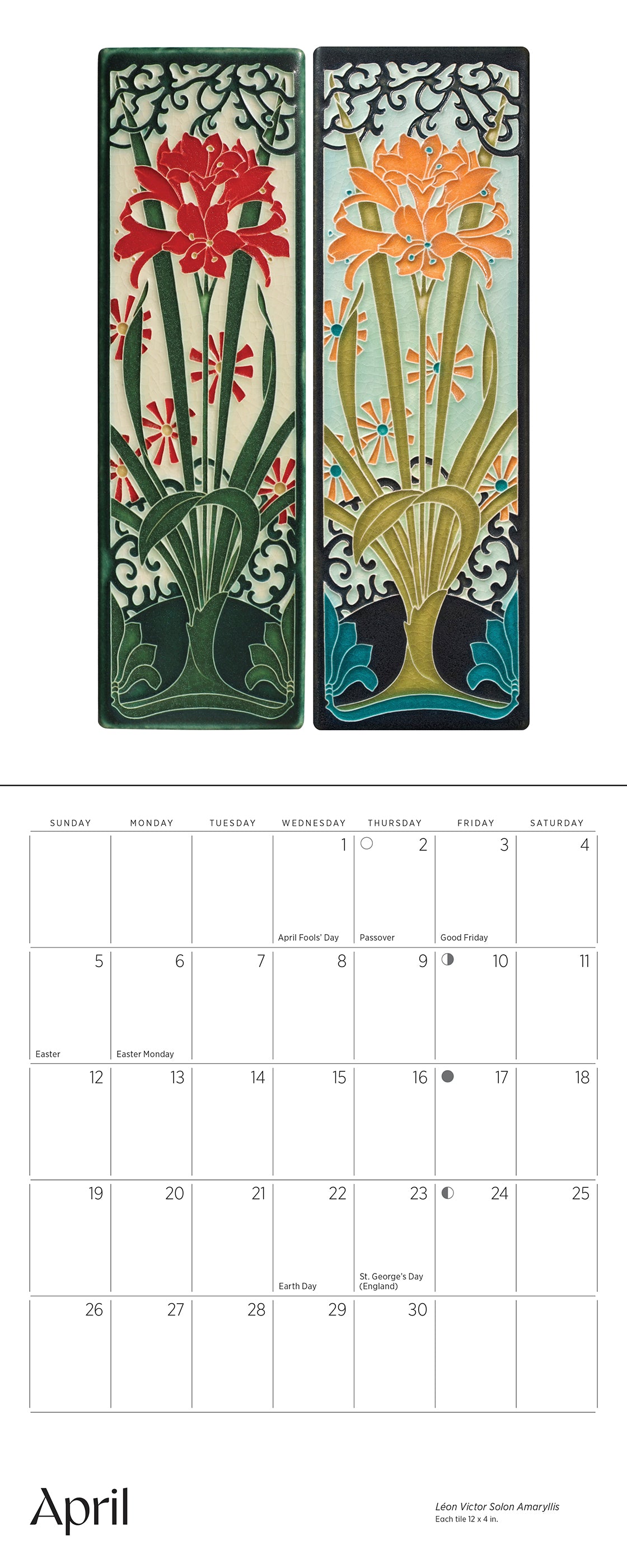 Arts & Crafts Tiles: Made by Motawi Tileworks 2026 Mini Wall Calendar_Interior_4