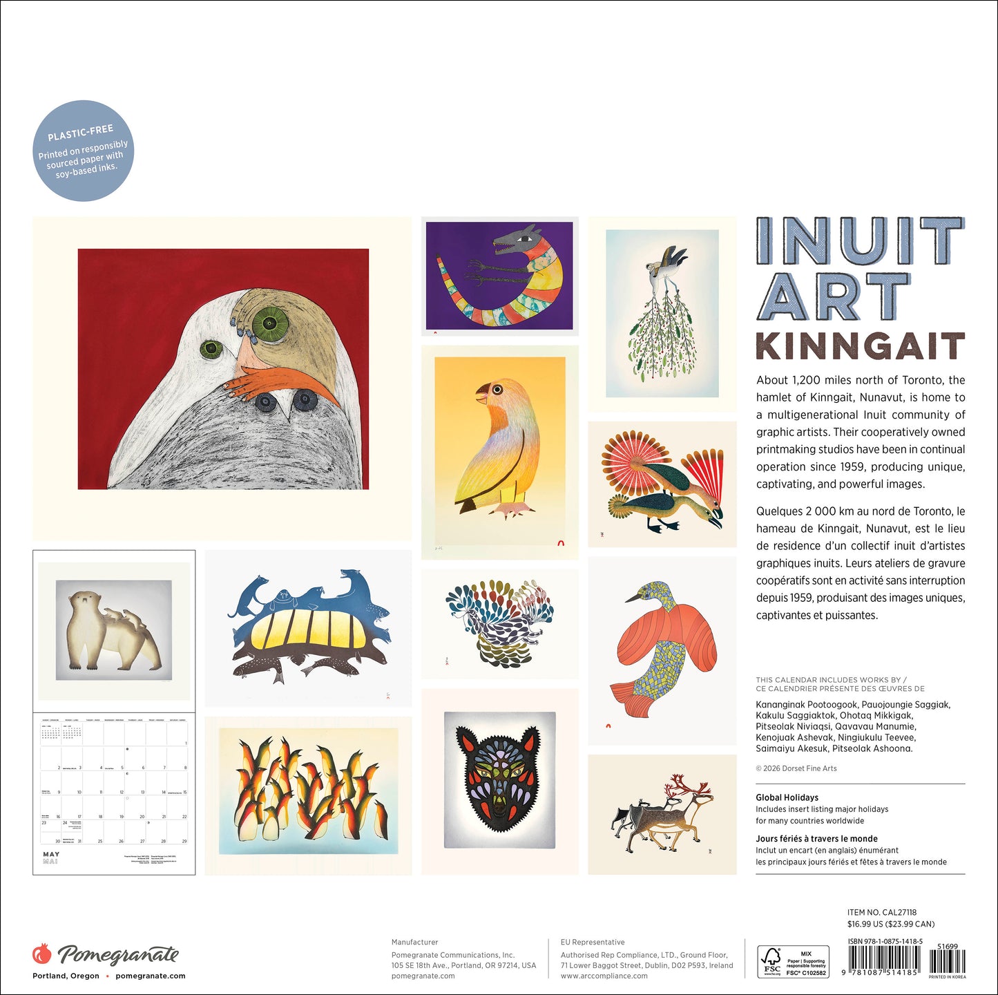 Inuit Art: Kinngait 2027 Wall Calendar_Back_Multipiece