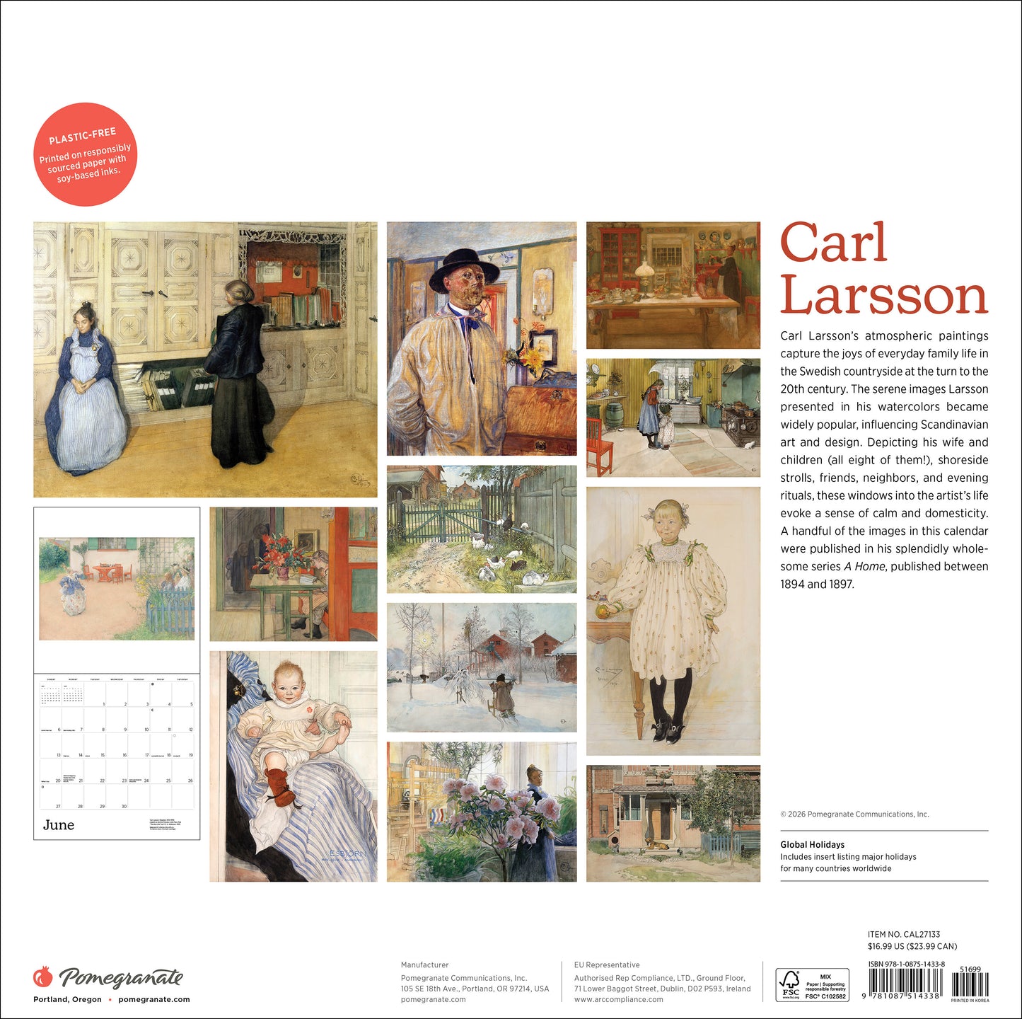 Carl Larsson 2027 Wall Calendar_Back_Multipiece