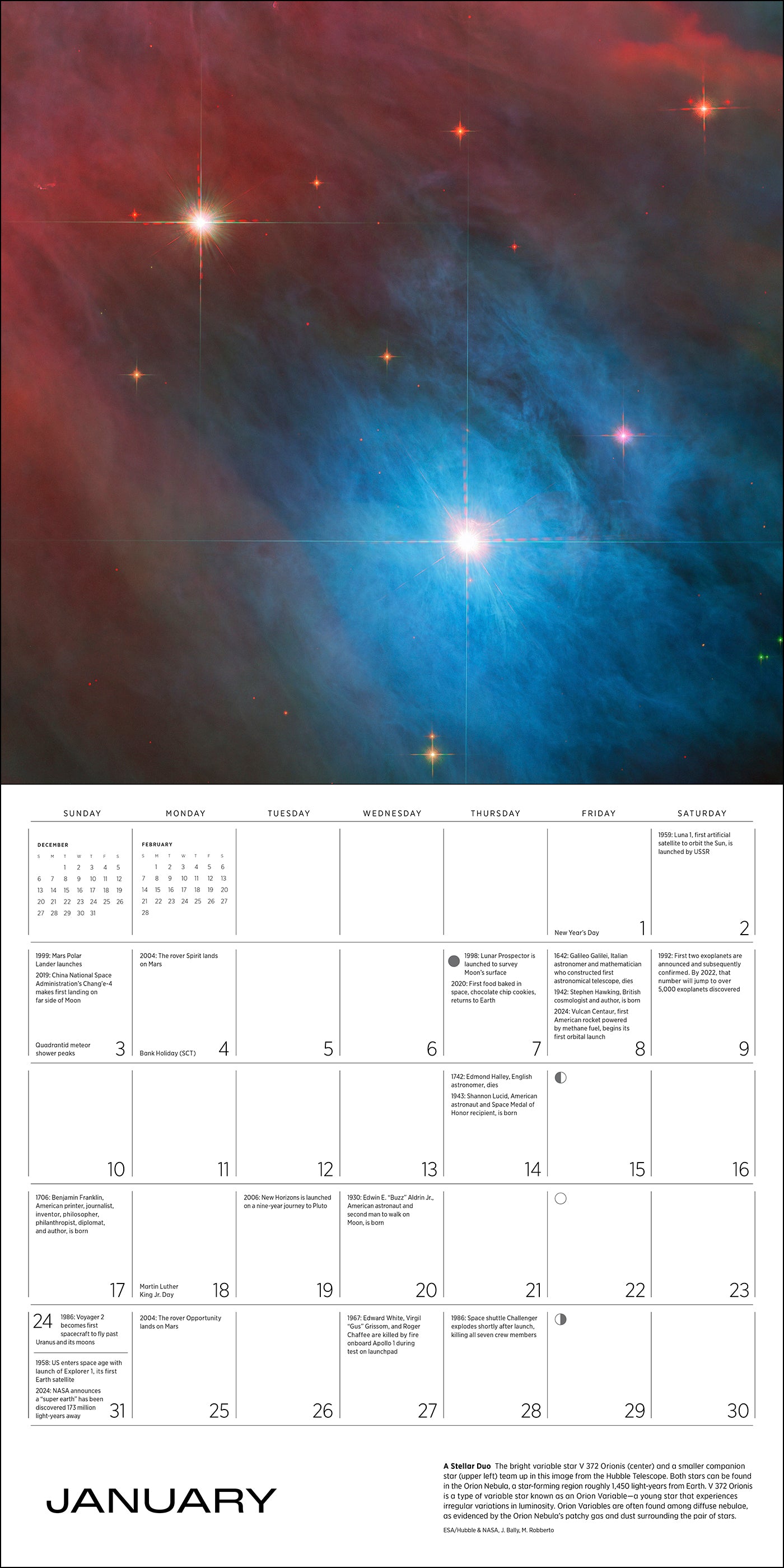 Space: Views from the Hubble and James Webb Telescopes 2027 Wall Calendar_Interior_1