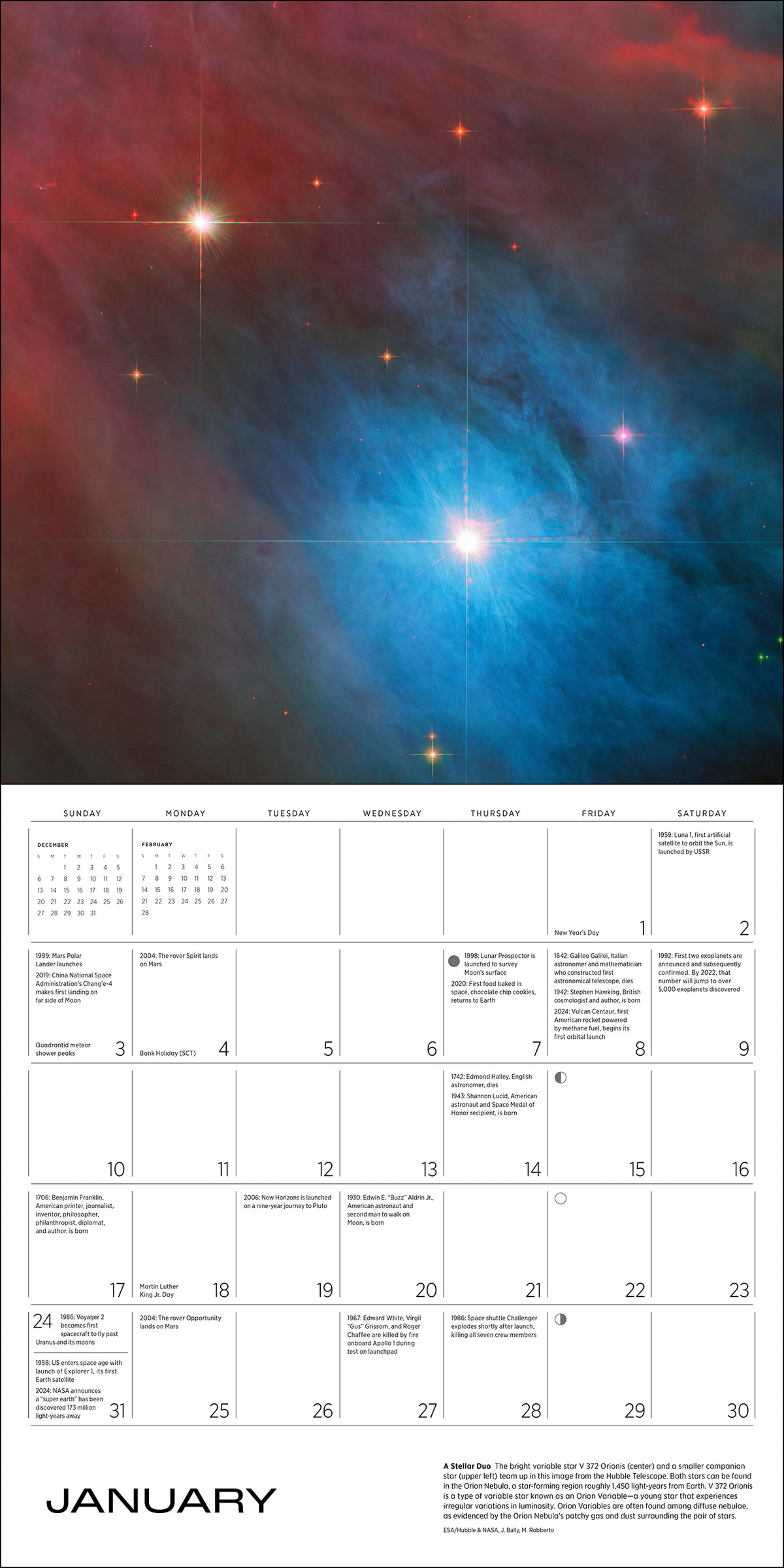 Space: Views from the Hubble and James Webb Telescopes 2027 Wall Calendar_Interior_1