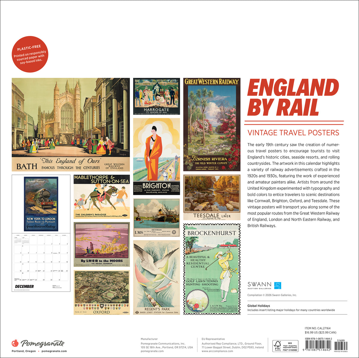 England by Rail: Vintage Travel Posters 2027 Wall Calendar_Back_Multipiece