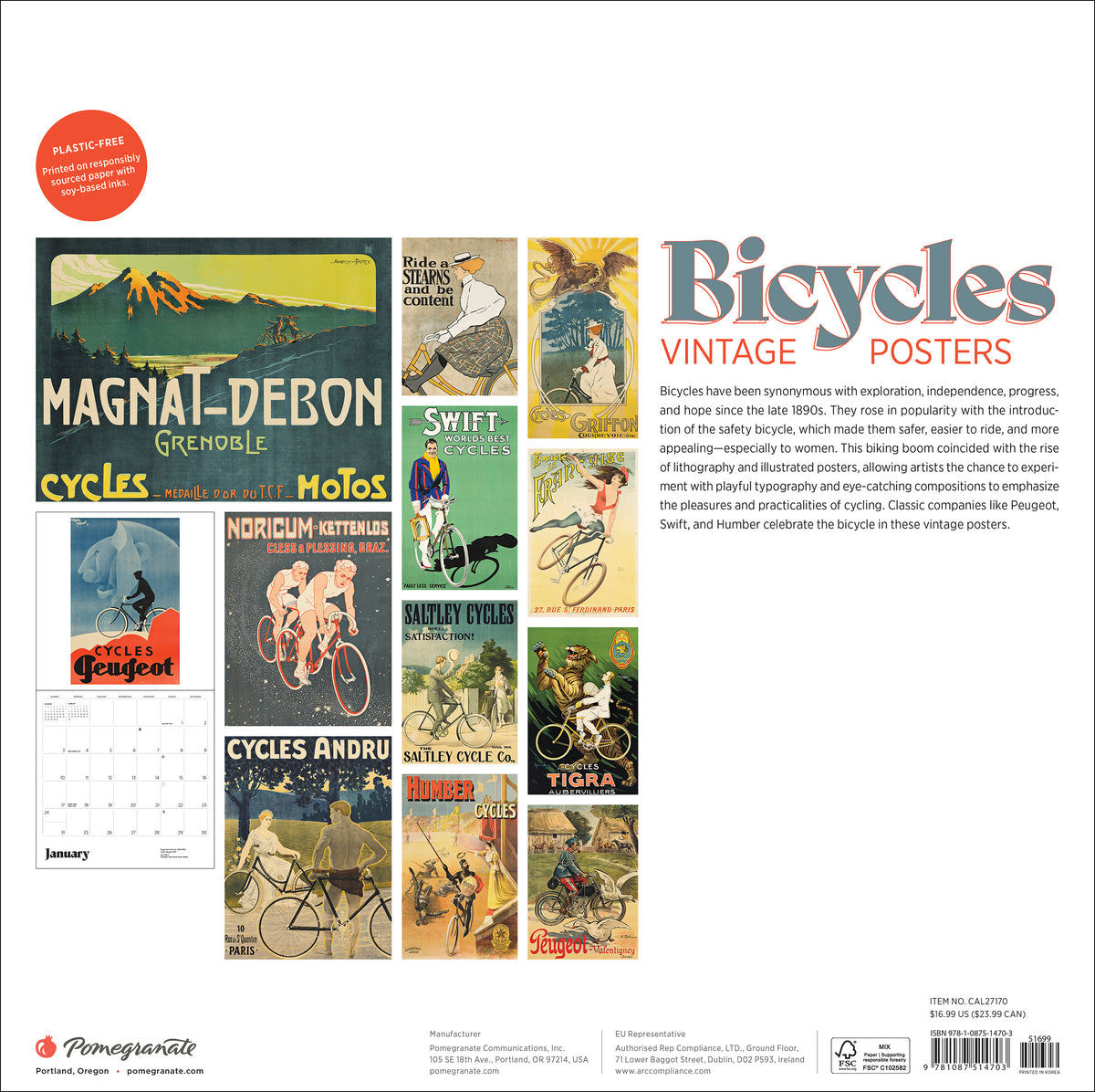 Bicycles: Vintage Posters 2027 Wall Calendar_Back_Multipiece