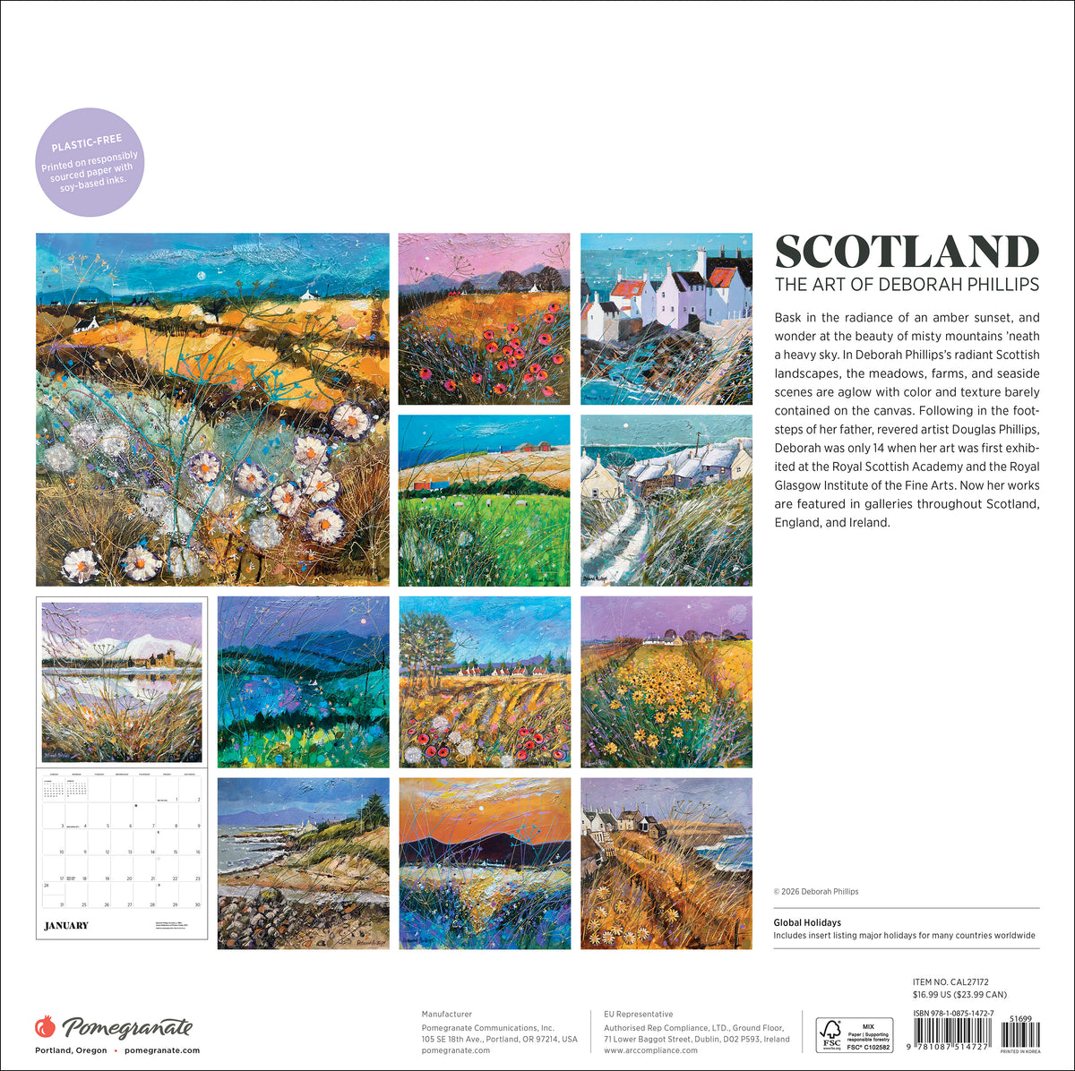 Scotland: The Art of Deborah Phillips 2027 Wall Calendar_Back_Multipiece