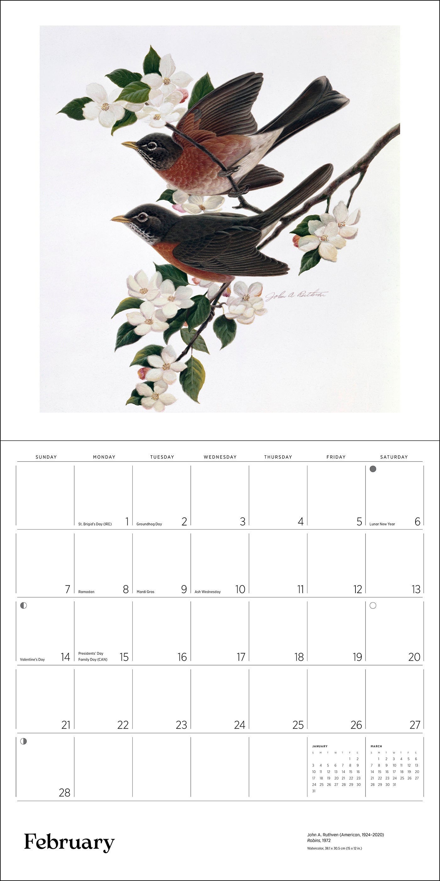 A Birder's View: Paintings by John A. Ruthven 2027 Wall Calendar_Interior_2