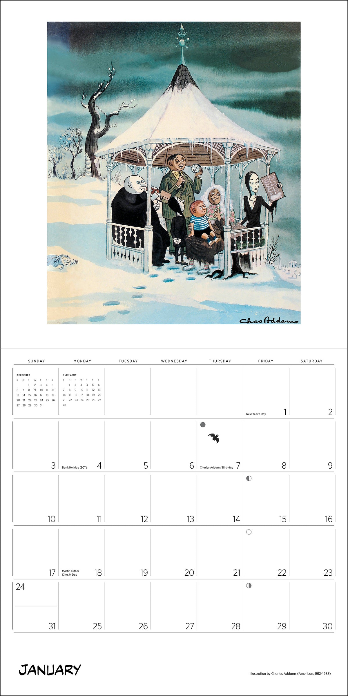 Charles Addams: The Addams Family 2027 Wall Calendar_Interior_1
