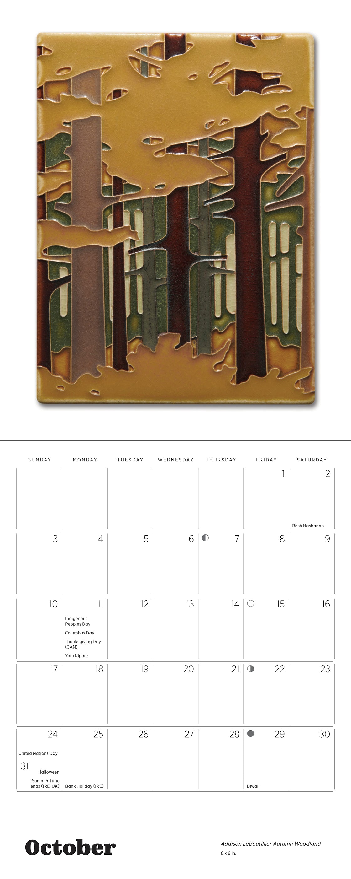 Arts & Crafts Tiles: Made by Motawi Tileworks 2027 Mini Wall Calendar_Interior_2