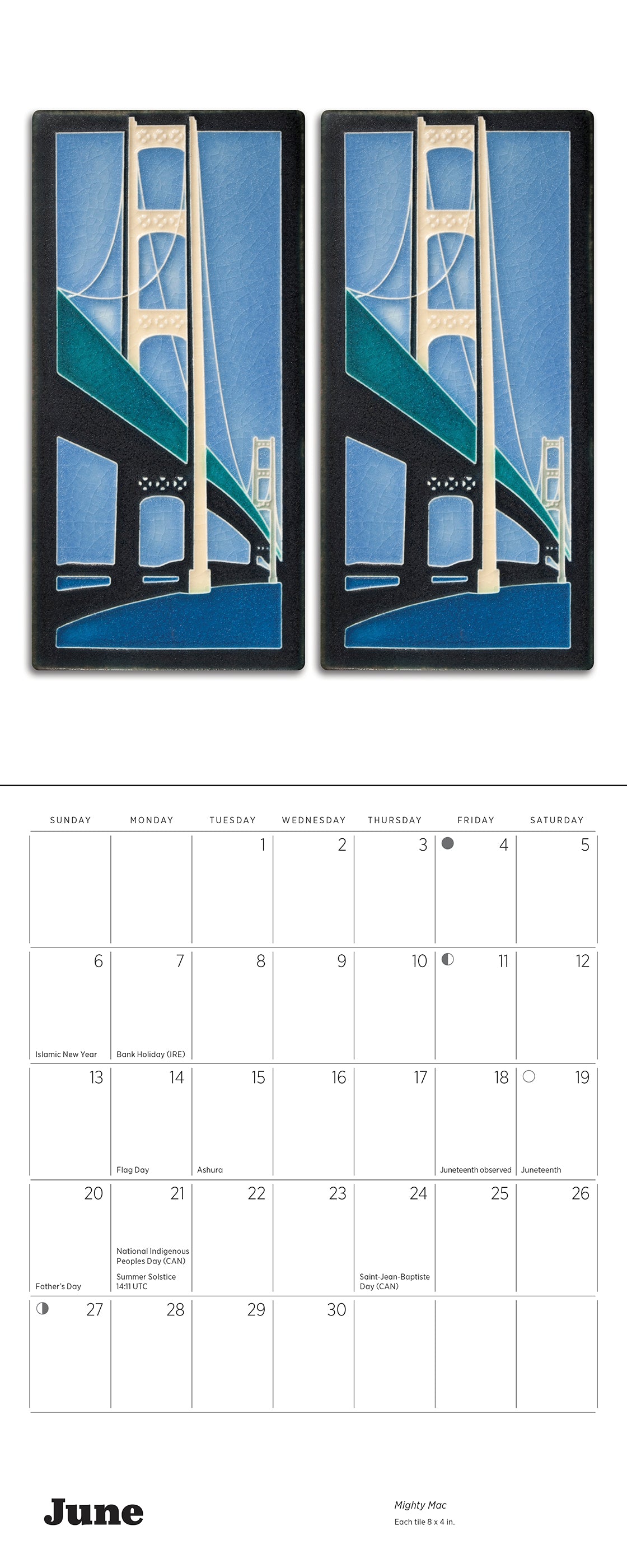 Arts & Crafts Tiles: Made by Motawi Tileworks 2027 Mini Wall Calendar_Interior_4