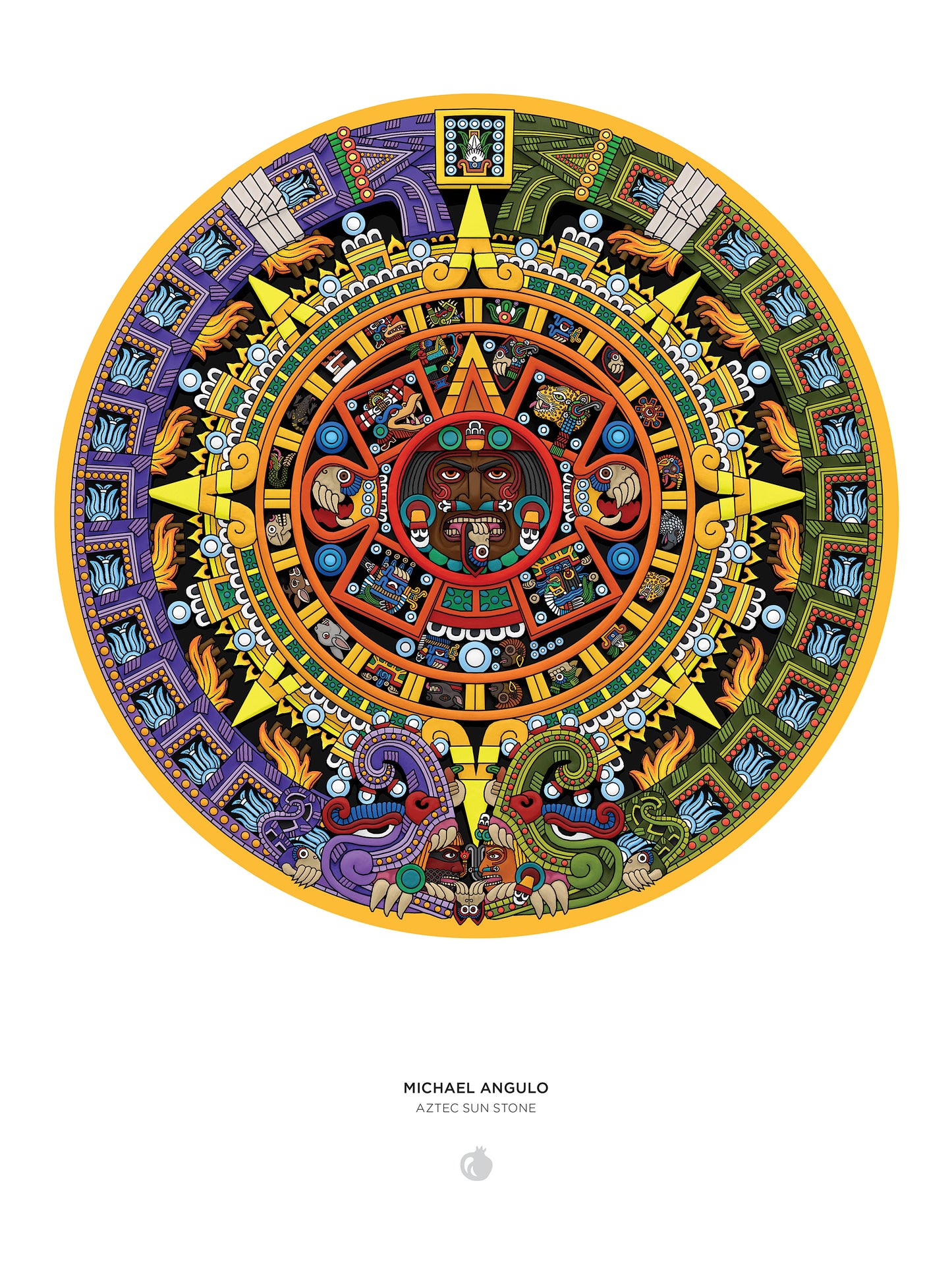 Michael Angulo: Aztec Sun Stone 1000-Piece Circular Jigsaw Puzzle_Interior_1