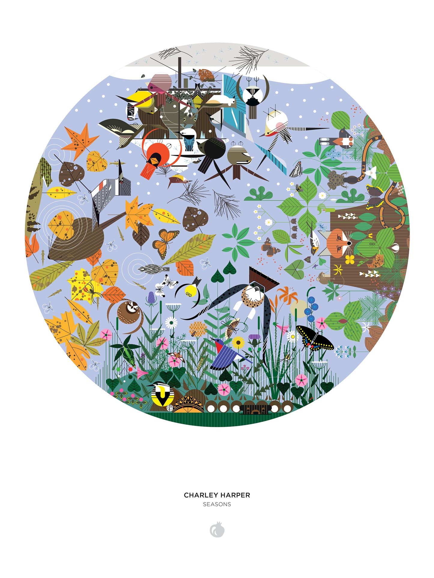 Charley Harper: Seasons 1000-Piece Circular Jigsaw Puzzle_Interior_1