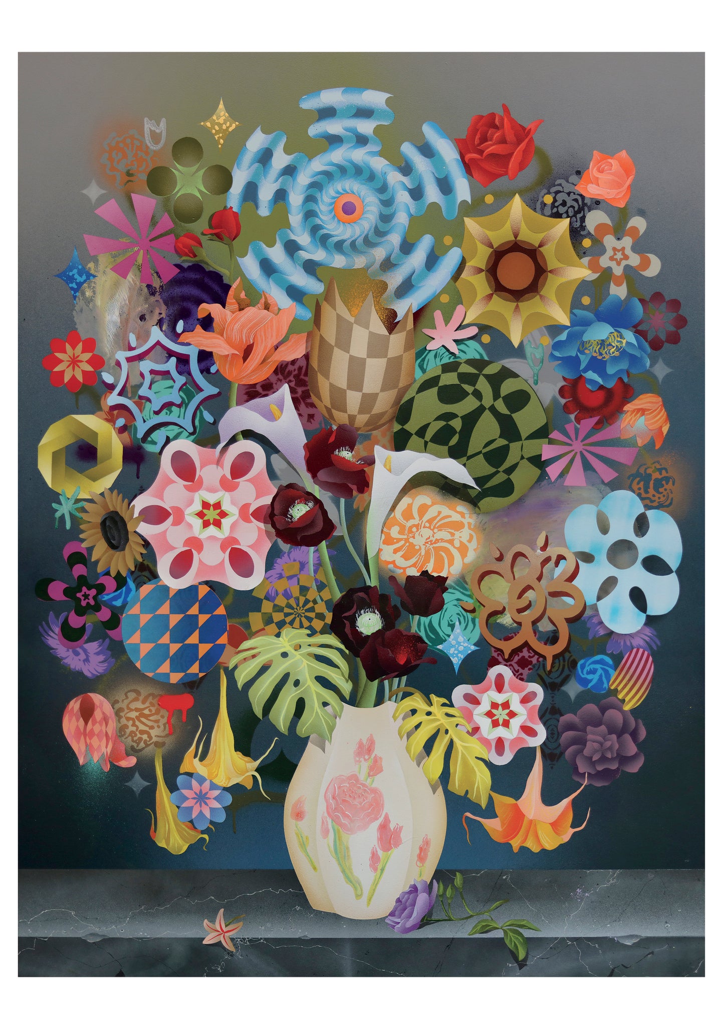 Casey Gray: Still Life with Flowers Birthday Card_Front_Flat