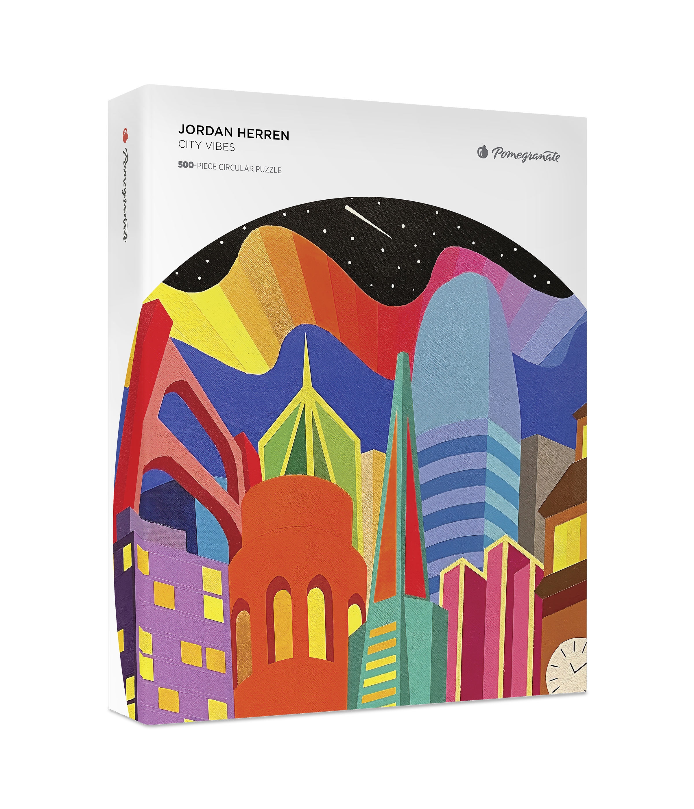 Jordan Herren: City Vibes 500-Piece Circular Jigsaw Puzzle Jordan Herren: City Vibes 500-Piece Circular Jigsaw Puzzle